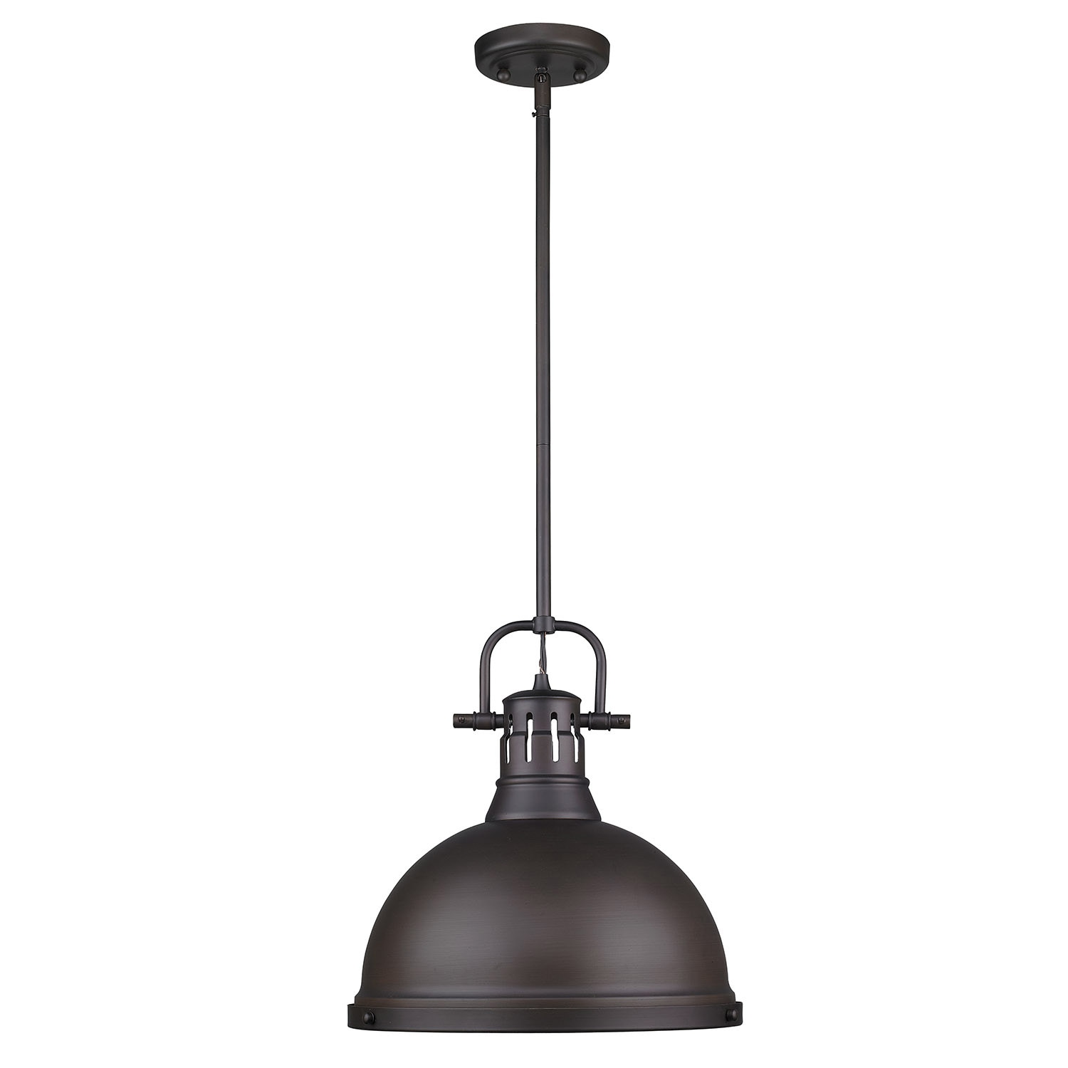Transitional Aged Brass and Rubbed Bronze 14'' Pendant Light