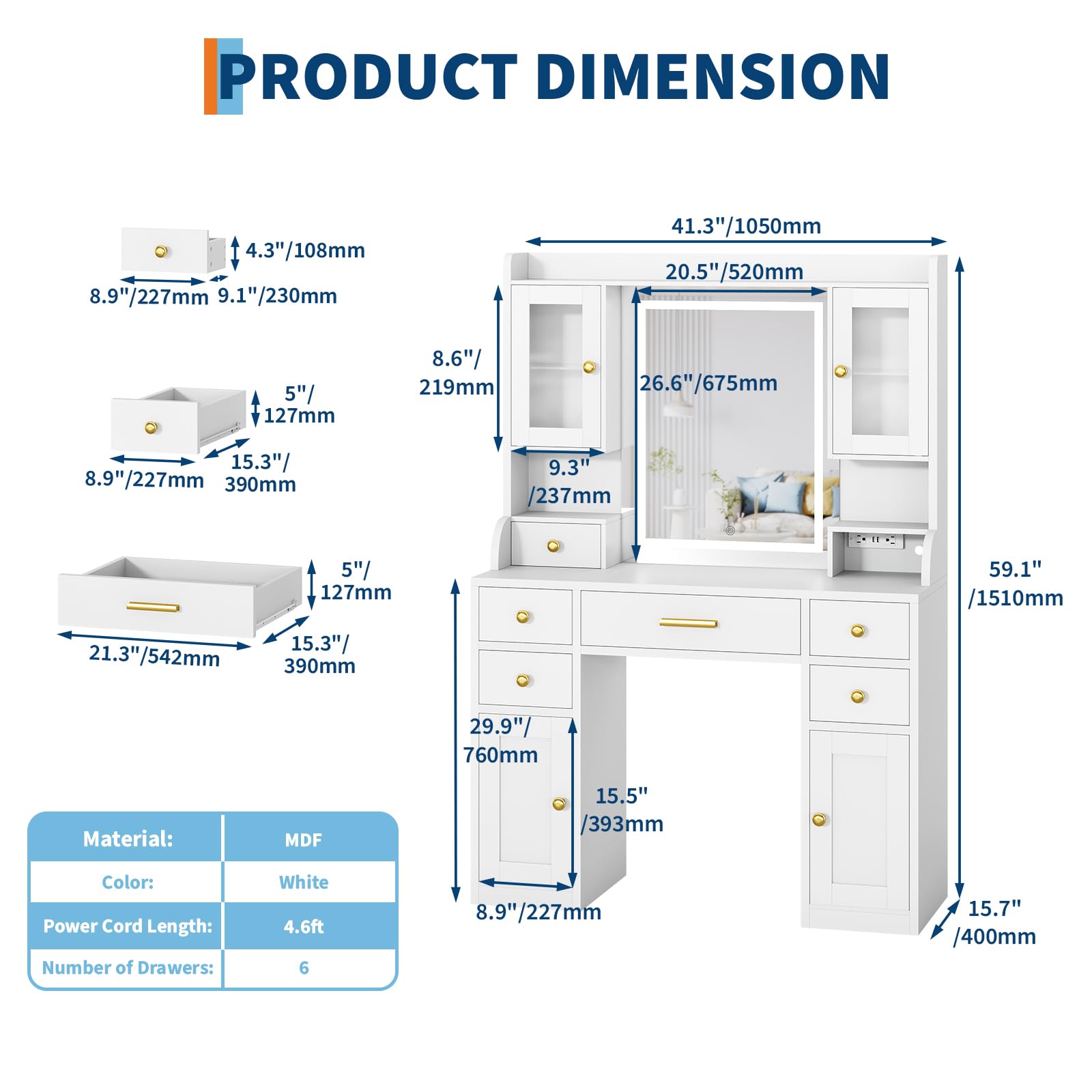 Lumberock HYX-PHK-337CJSAA Bedroom-Vanities - View #7