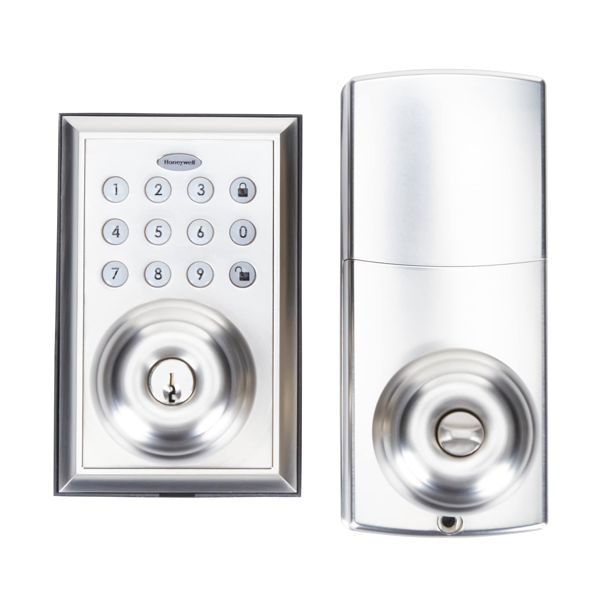Honeywell Bluetooth Enabled Digital Door Knob Lock With Keypad, Satin  Nickel, 8832301S