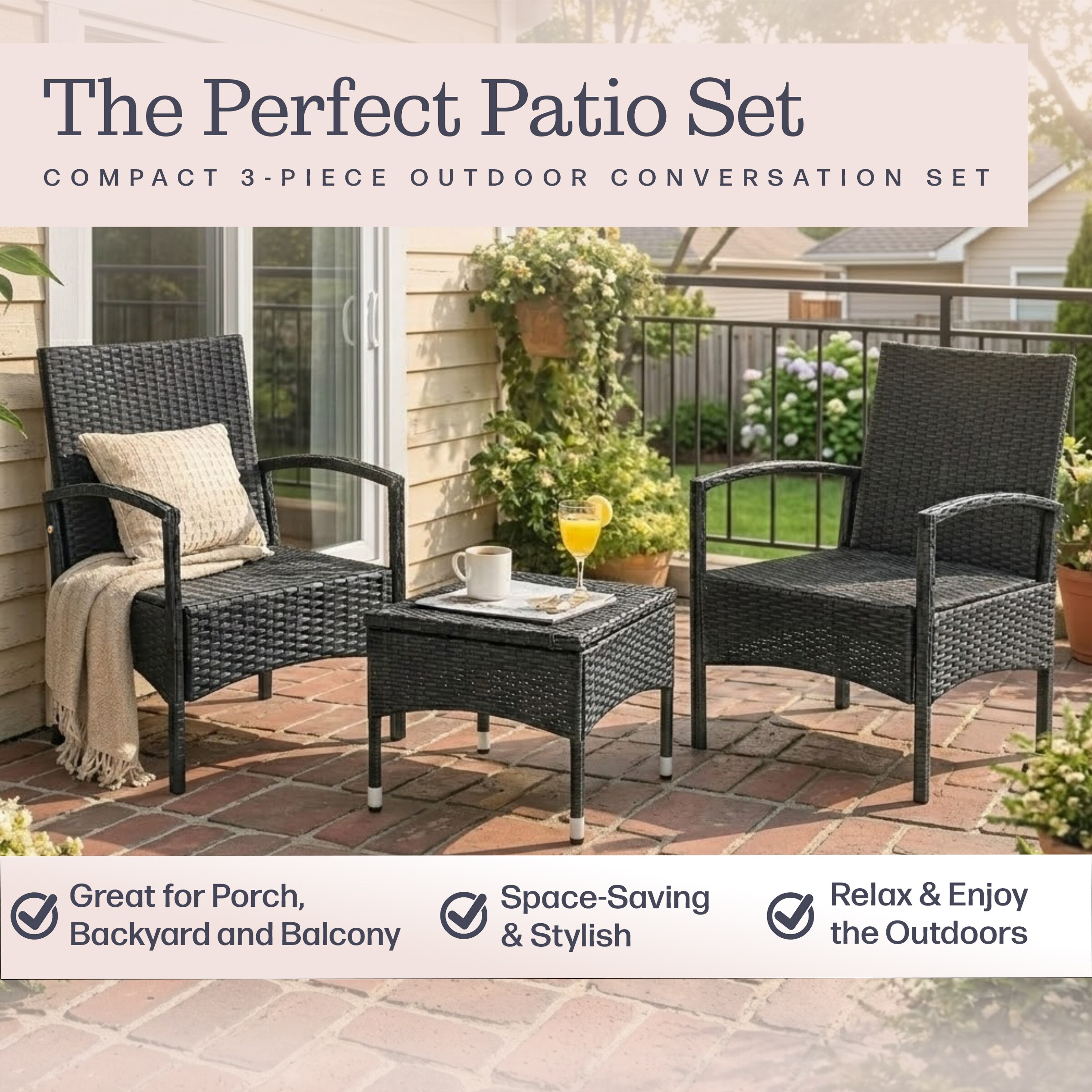 Lavish Home 80-OUTD-WK-NCSHCHTBL Patio-Conversation-Sets - View #2