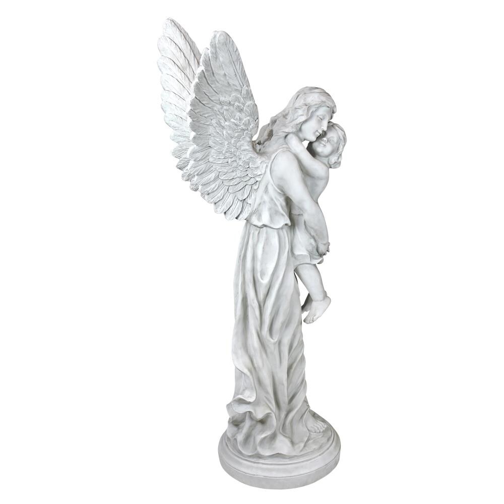 Antique Stone Guardian Angel Garden Statue with Child