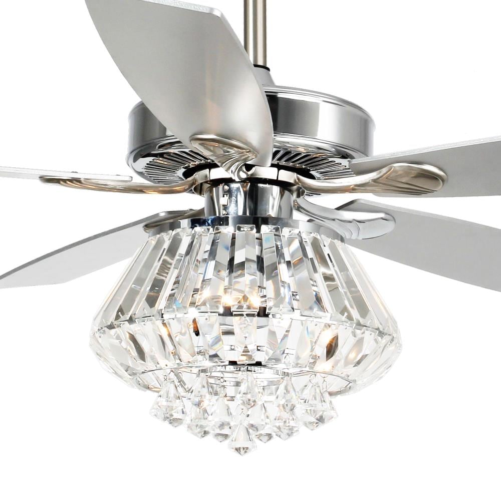 Matrix Decor Fandelier 52-in Chrome LED Indoor Chandelier Ceiling Fan with Light Remote (5-Blade)