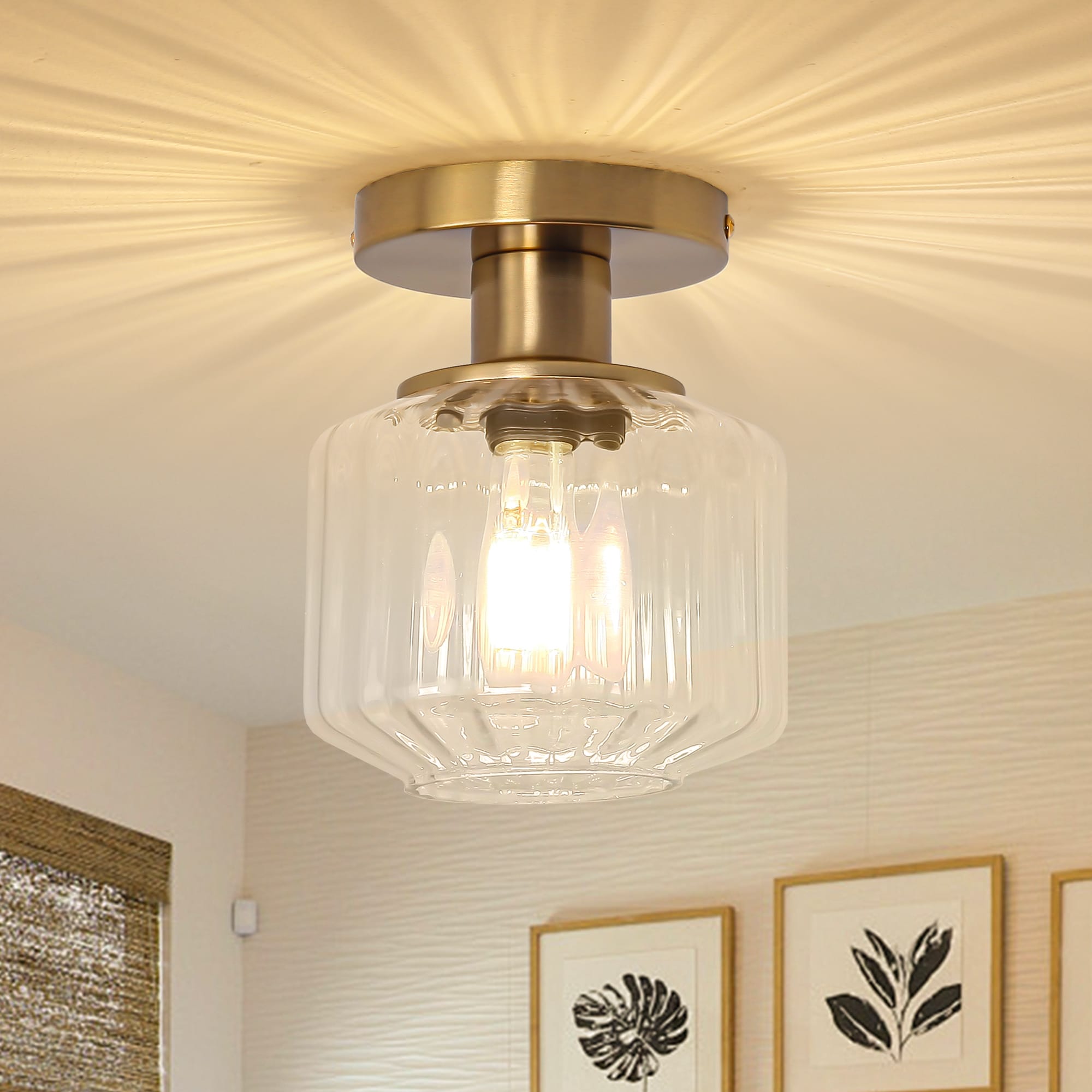 Parrot Uncle C3016GD 1 -Light 5.9-in Brushed Gold Semi Flush Mount Light