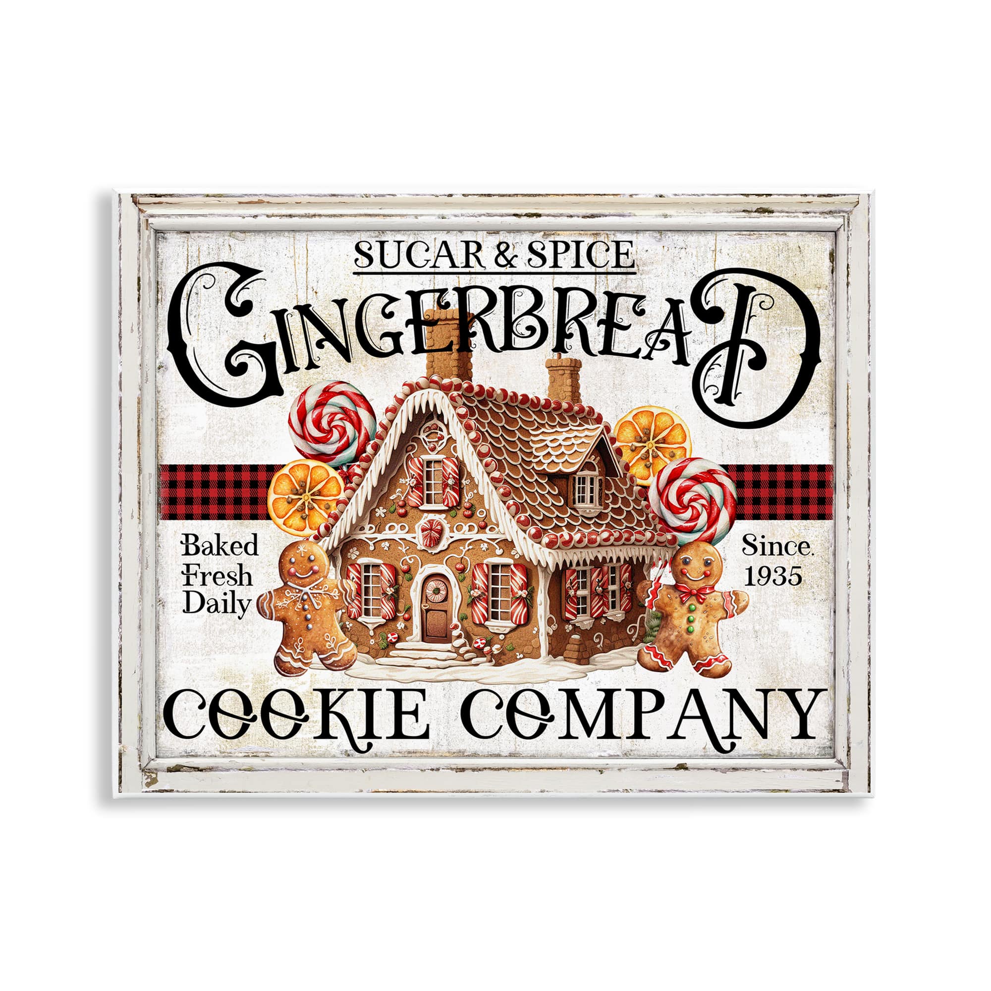 Stupell Industries Gingerbread Vintage Sign Wall Plaque Art 14 x 11