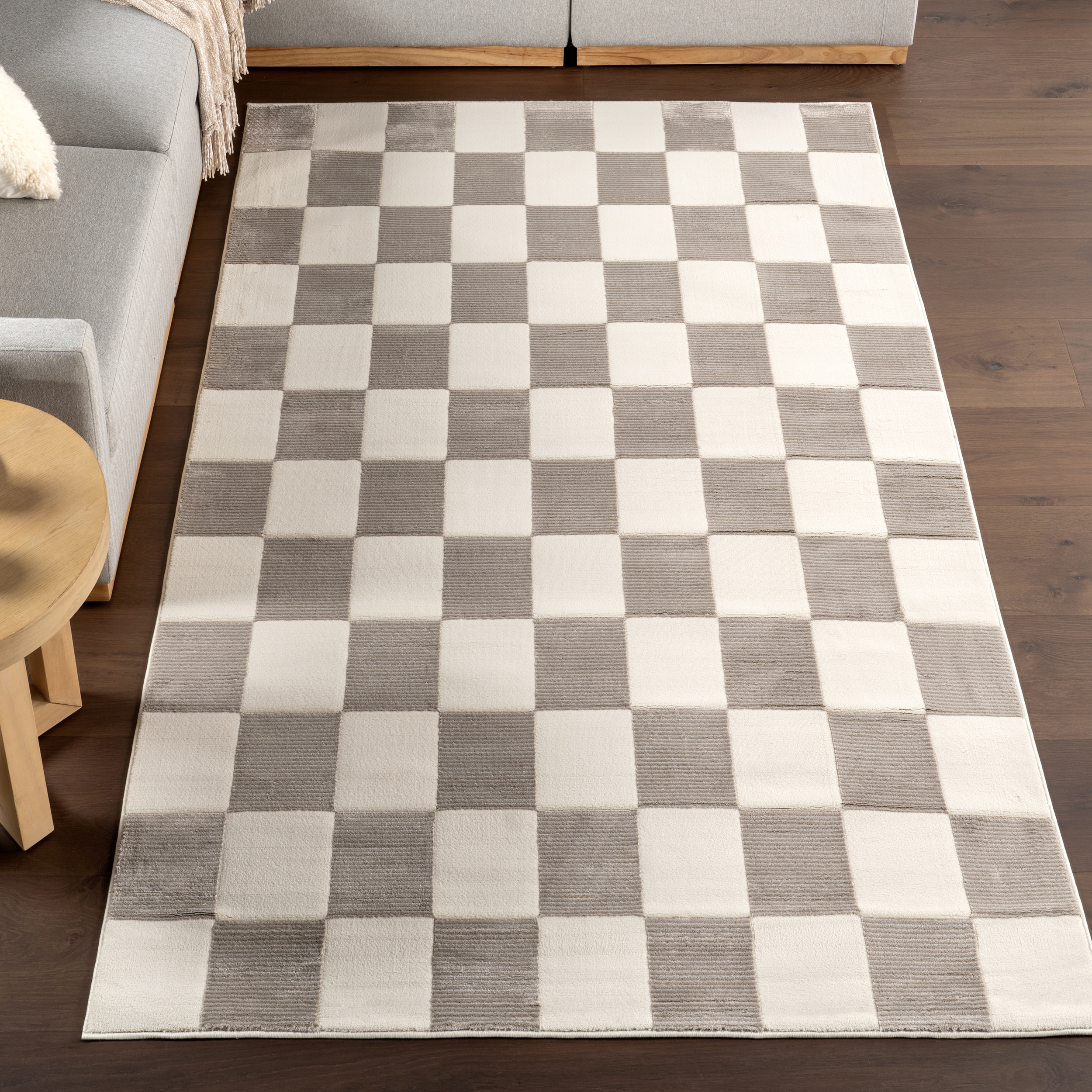 nuLOOM 200MEGR02A-305 Zhuri Checkered Machine Washable 3' x 5' Area Rug in Cream