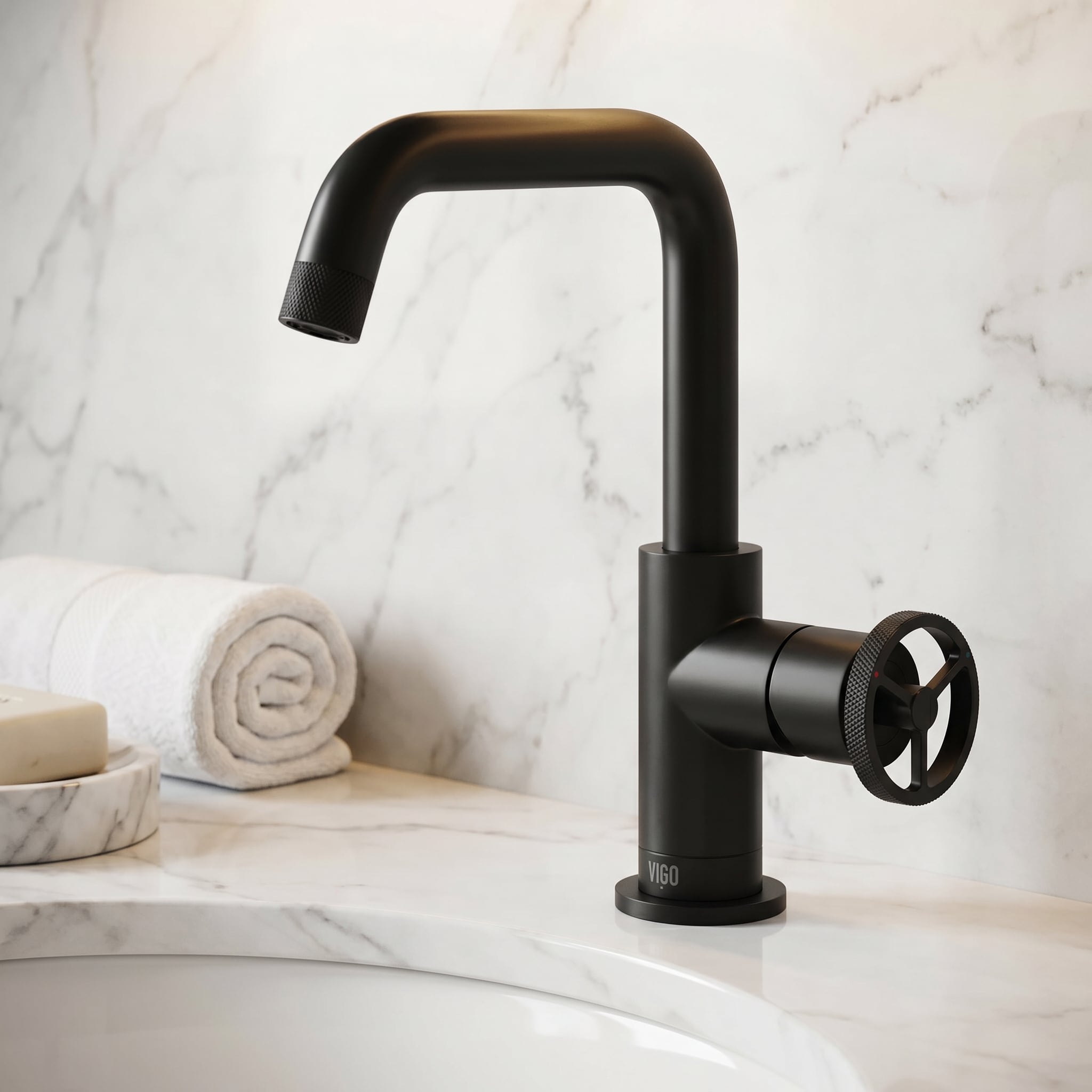 VIGO - Cass Matte Black Single hole 1-handle WaterSense High-arc Bathroom Sink Faucet