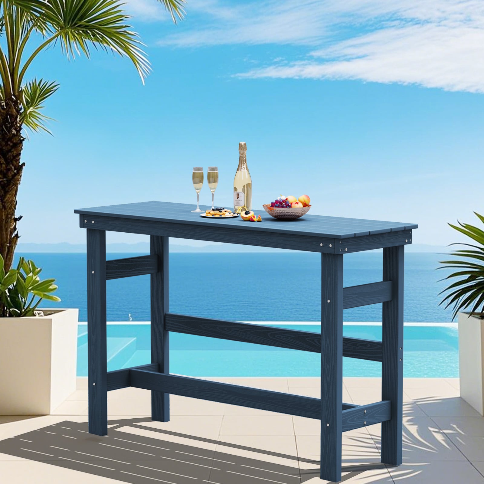 JEAREY PEJYGBZ-NY All-Weather Rectangle Tall Bar Table for Patio Rectangle Outdoor Bar height 20.5-in W x 60.3-in L