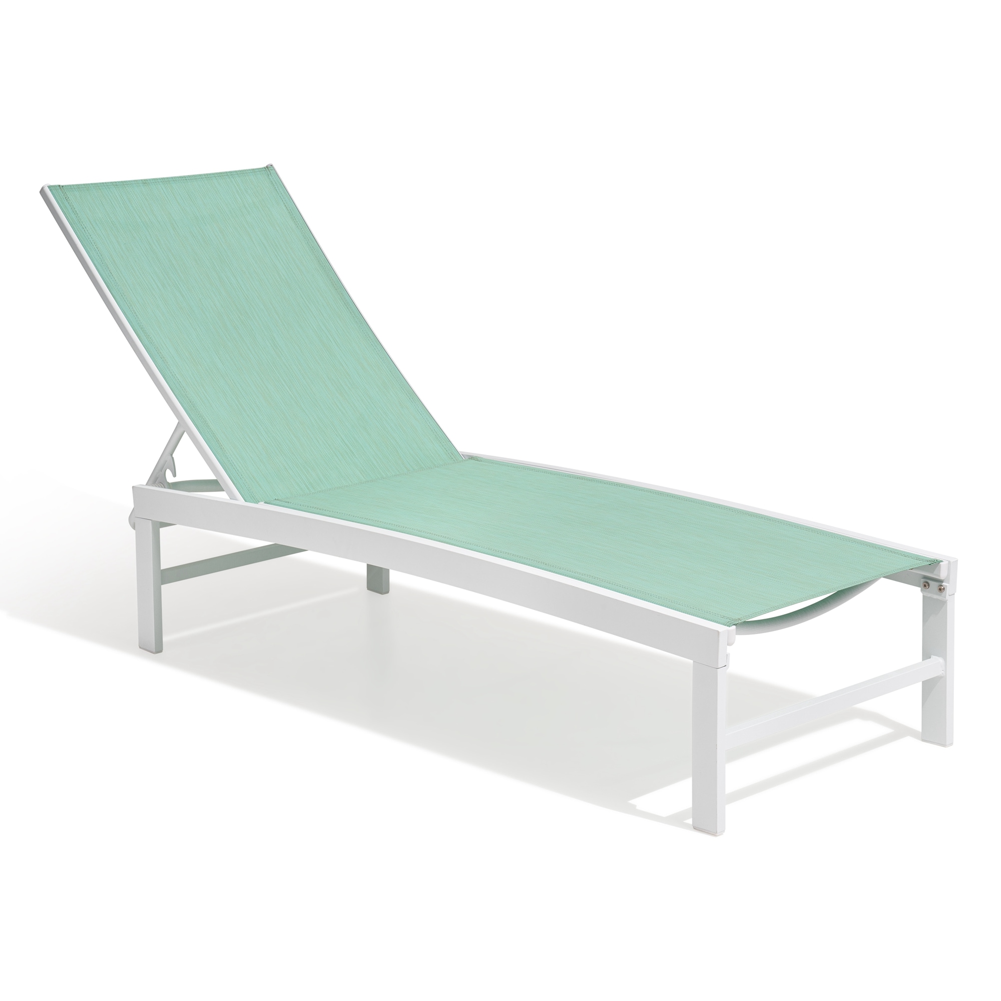 Crestlive Products CL-LG006GRN Aluminum Adjustable Chaise Lounge Chair Brown Metal Frame Stationary Chaise Lounge Chair with Green Mesh Seat