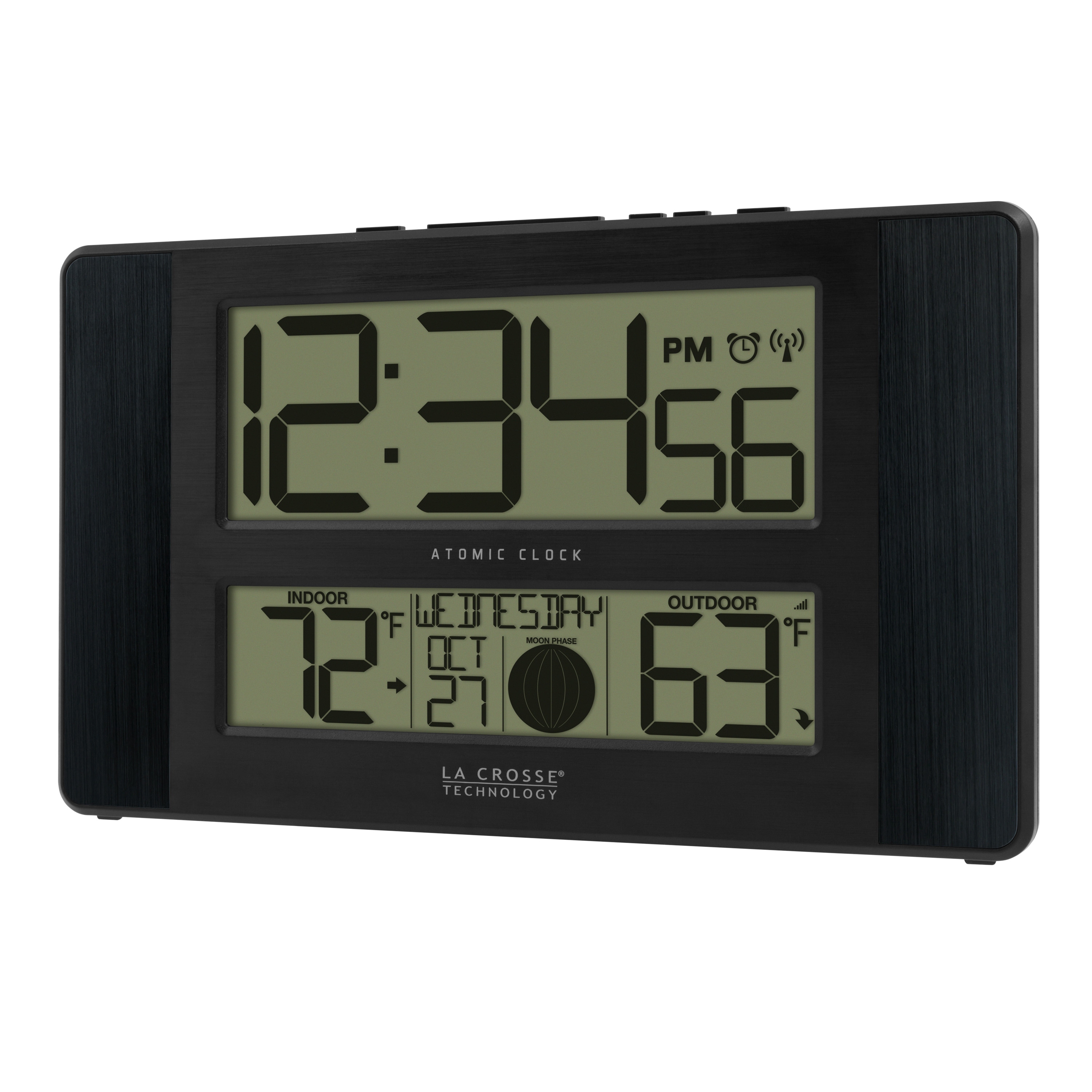 Digital Indoor Outdoor Thermometer, with Temperature Gauge & LCD Alarm Clock, Wireless Outdoor Weather Meter, for Bedroom Greenhouse Garage Warehouse