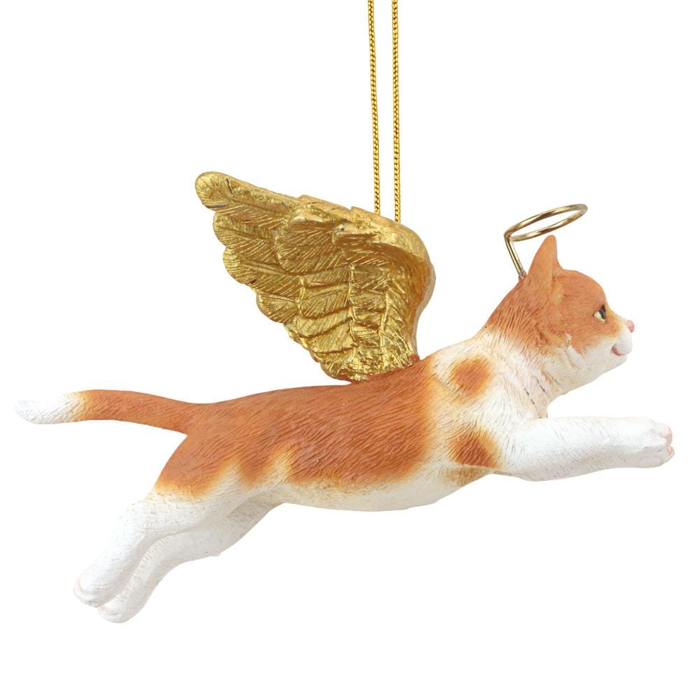 Orange Tabby Cat Angel Resin Holiday Ornament