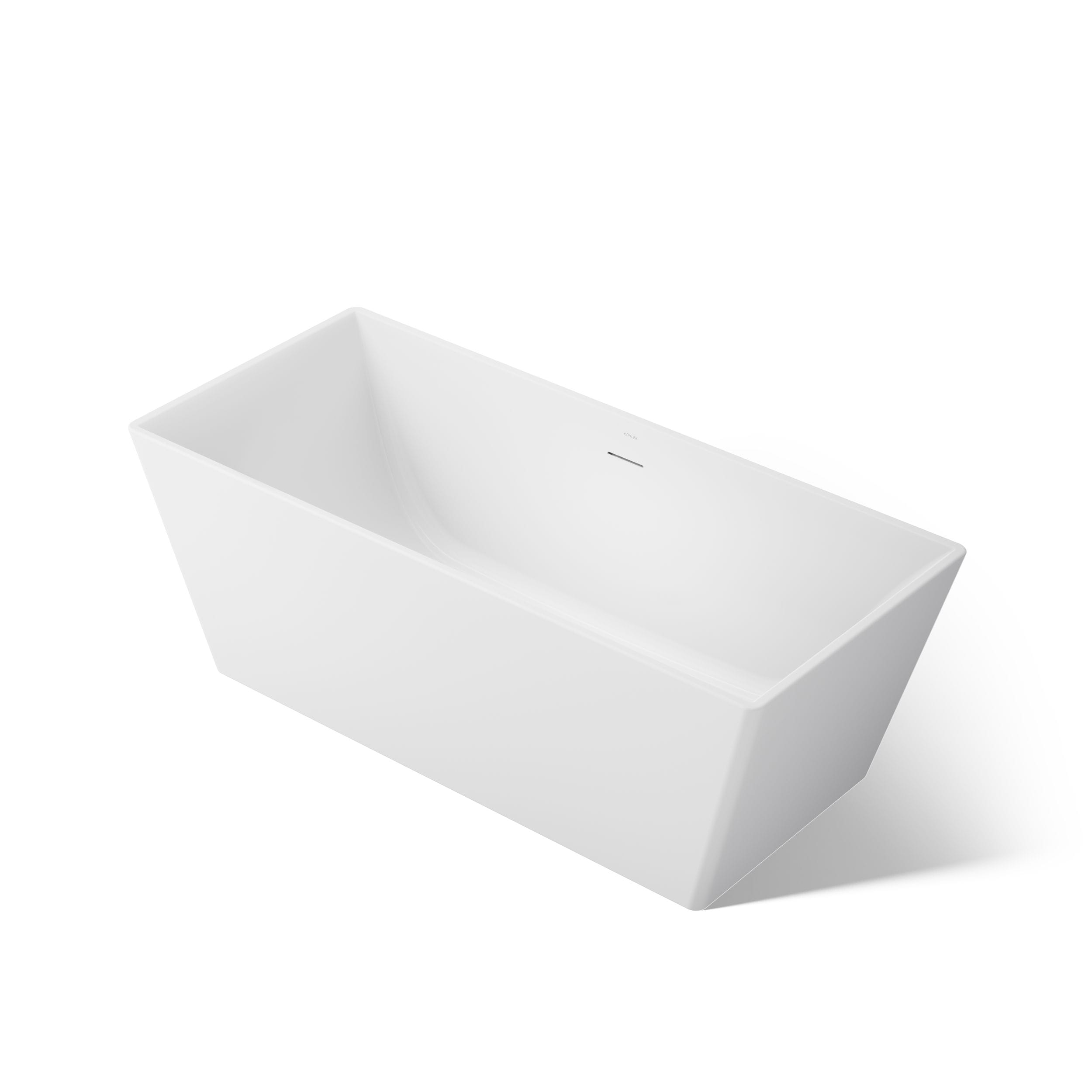 KOHLER Evok 30-in x 66-in White Acrylic Rectangle Freestanding Soaking Bathtub with Drain ( Center Drain )