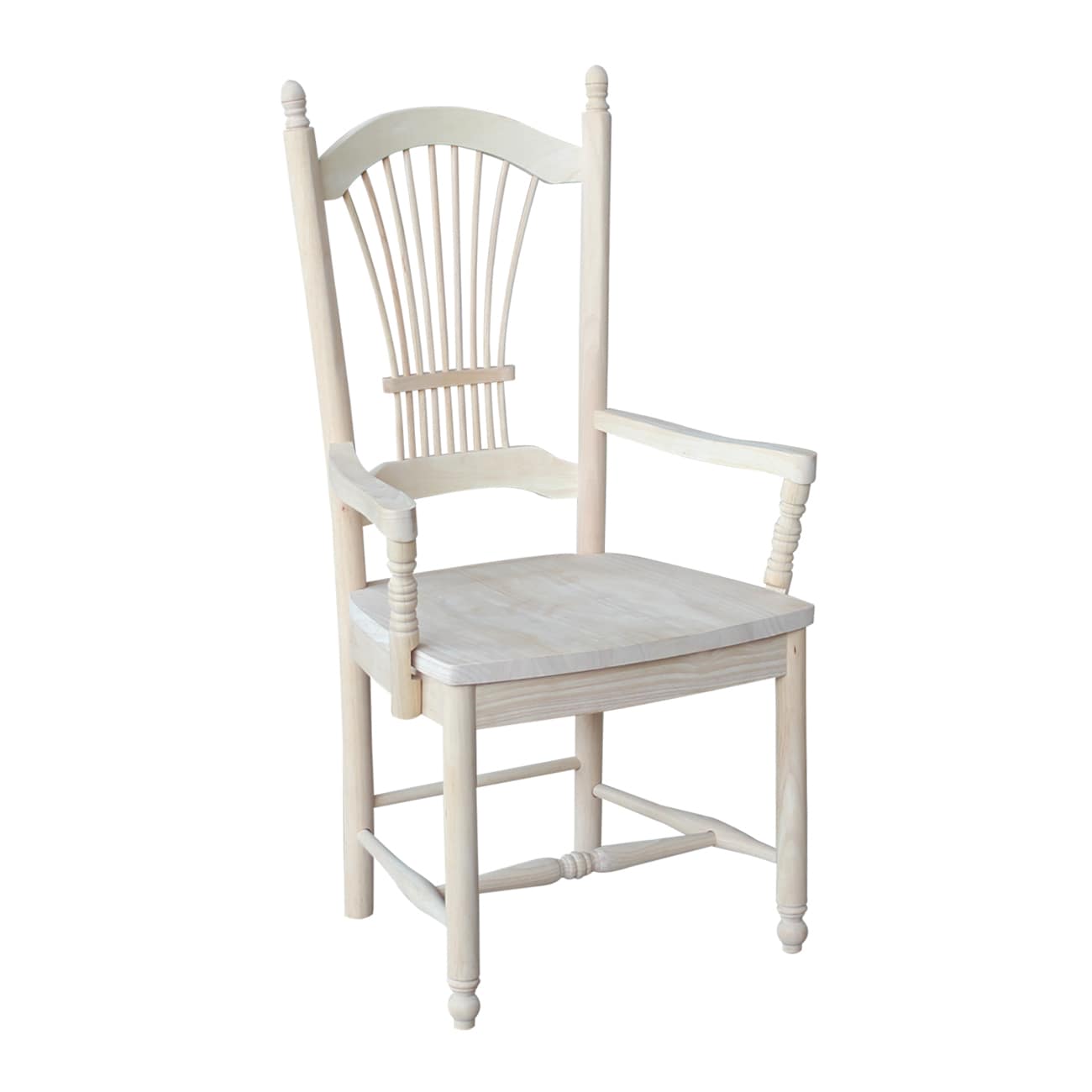 Traditional Sheafback Solid Wood Dining Chair in Unfinished Brown