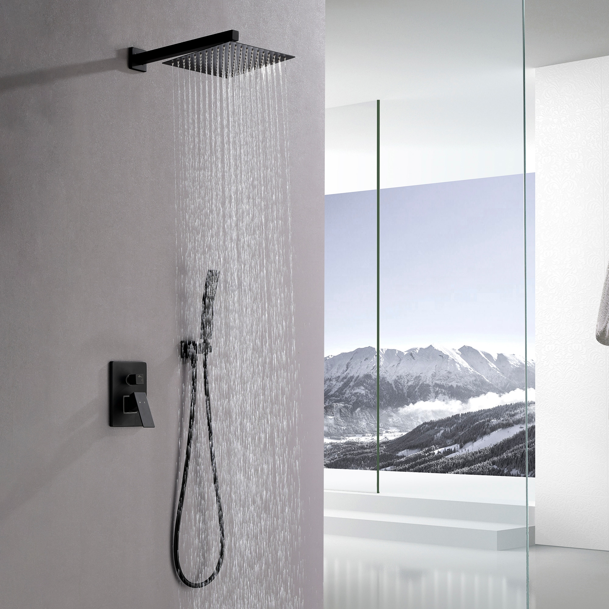 CASAINC Brushed Nickel Dual Head Waterfall Built-In Shower Faucet ...