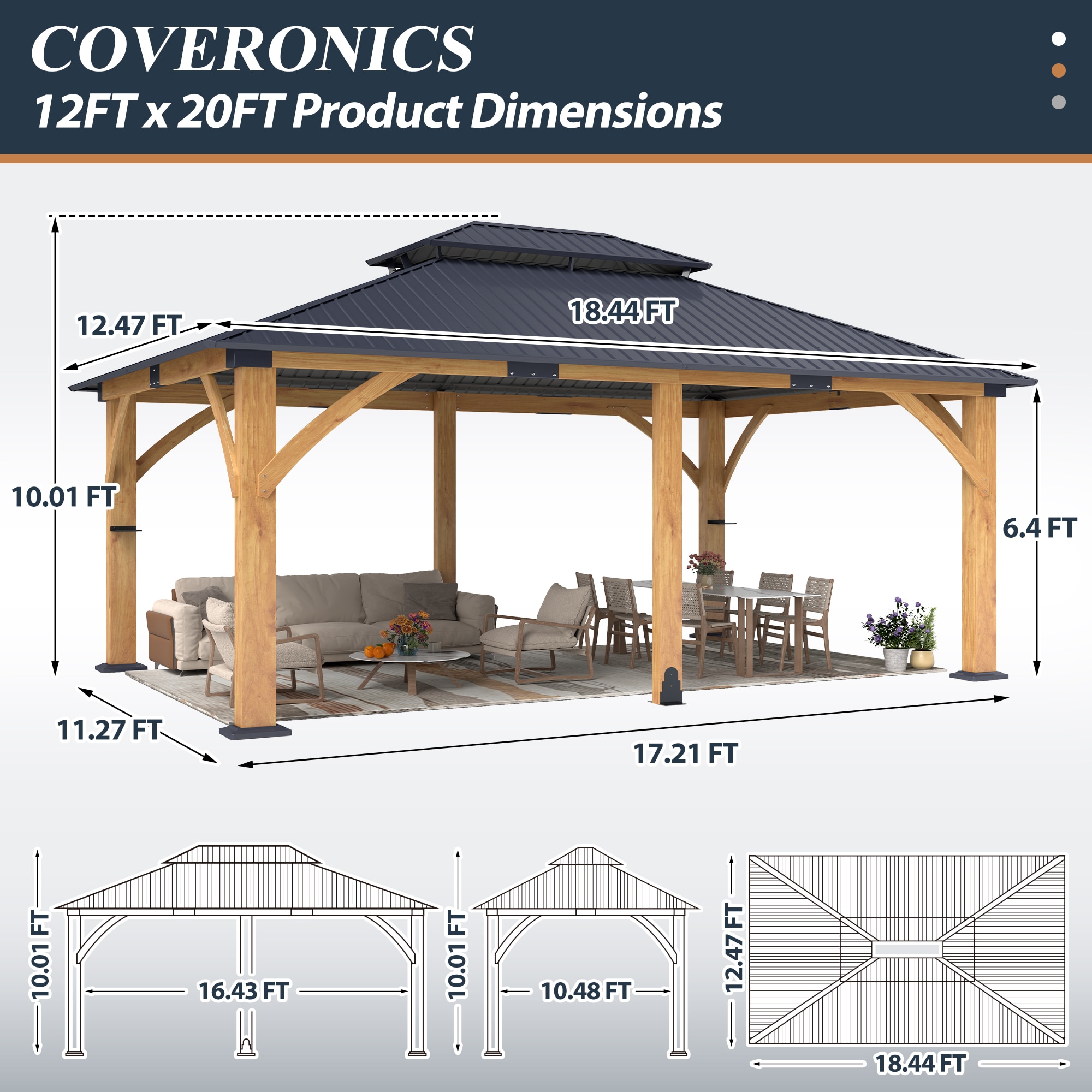 Coveronics LW-C001G049 Wood-Resin-Gazebos - View #4