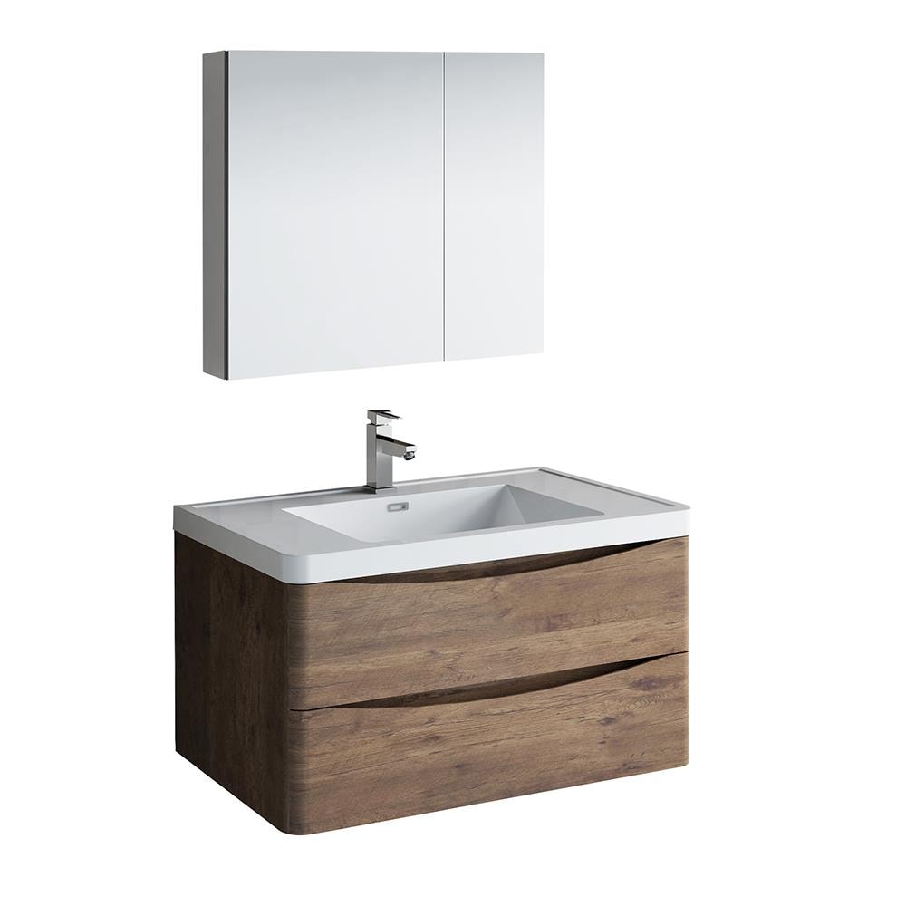 Fresca FVN9036RW Tuscany 36-in Rosewood Single sink Floating Bathroom Vanity with White Acrylic Top