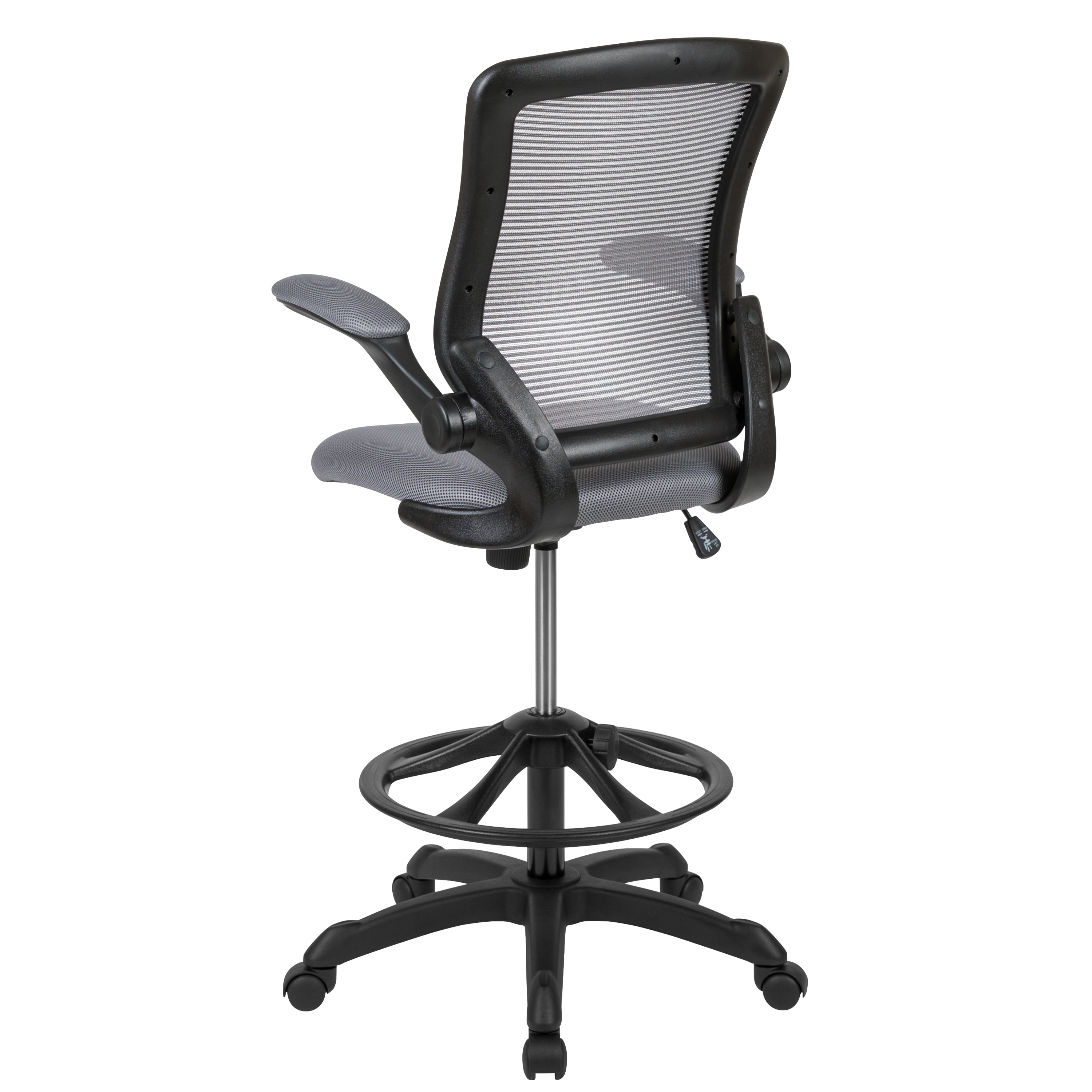 Dark Gray Mesh Ergonomic Drafting Chair with Adjustable Arms
