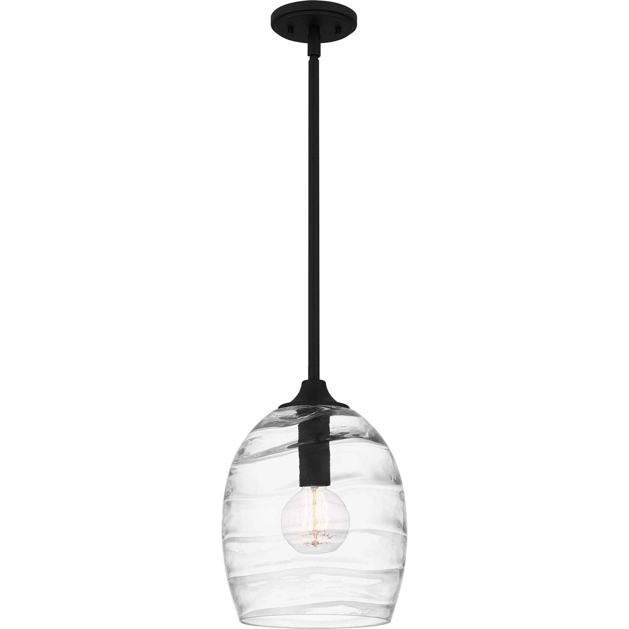 Matte Black Glass Indoor/Outdoor Pendant Light