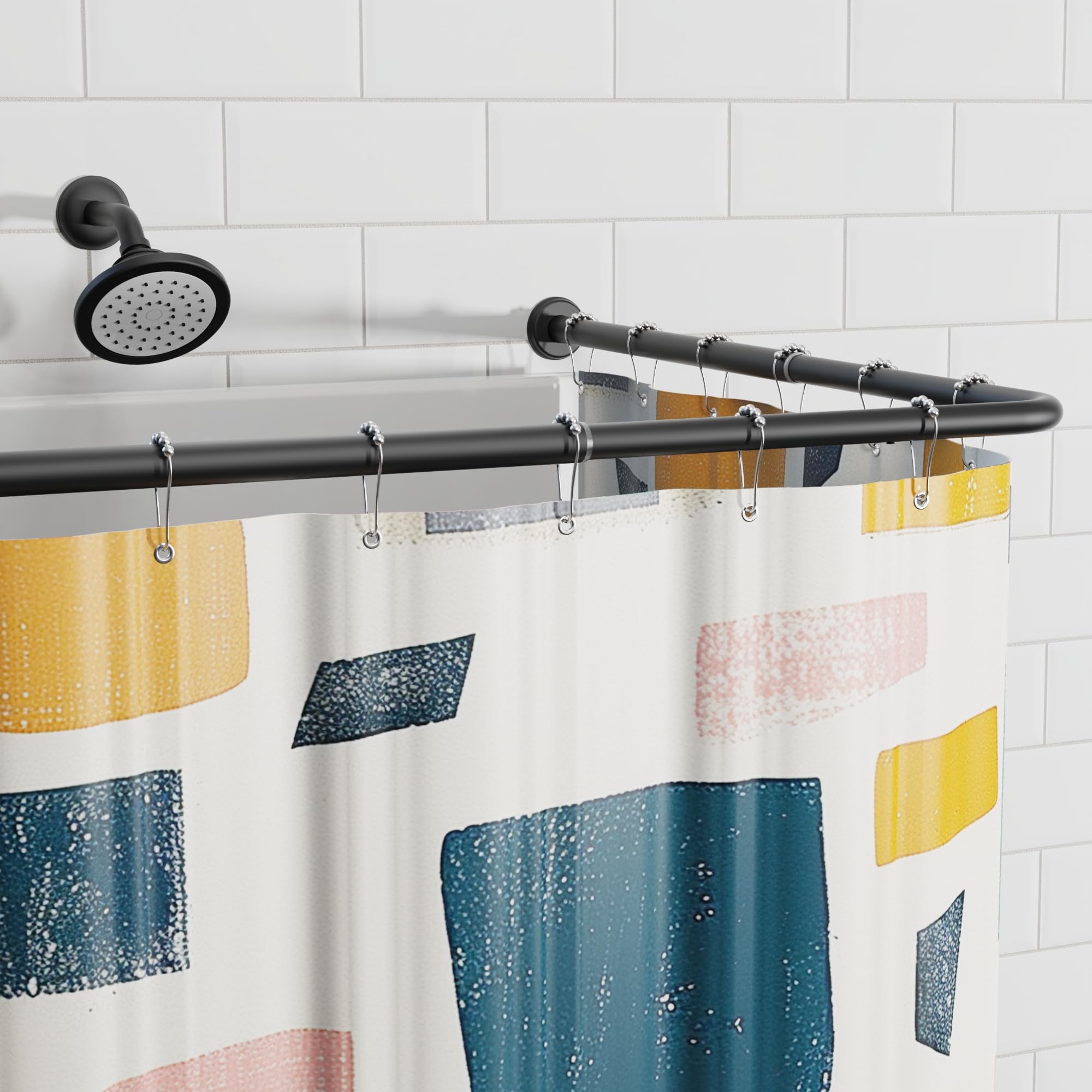 AKSCYZM 90 Degree L Shape Corner Shower Curtain Rod Rust Proof Heavy ...
