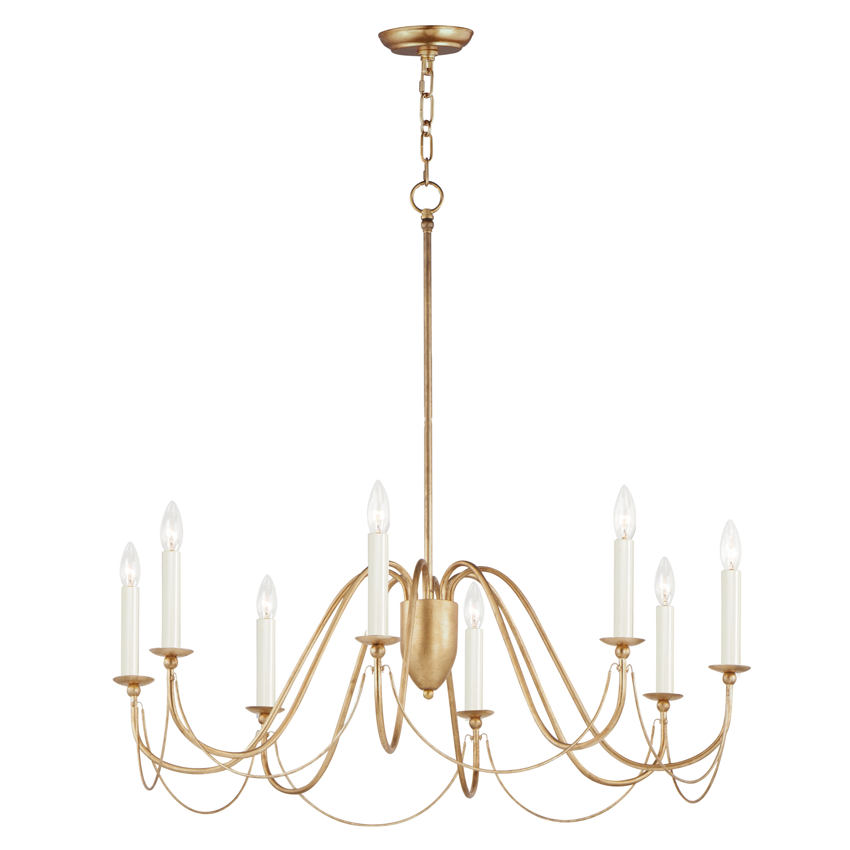Plumette 36" Gold Leaf 8-Light Candle Chandelier