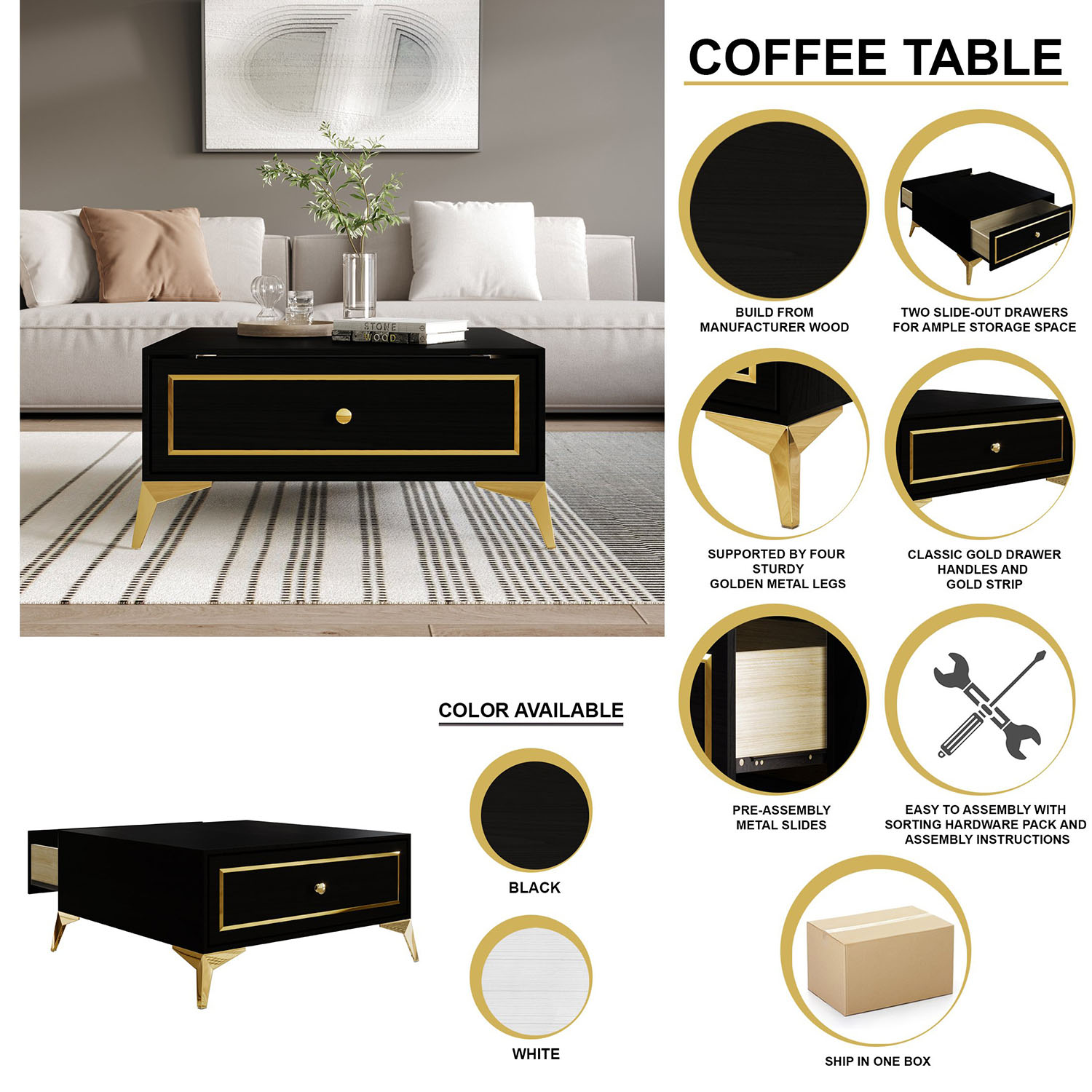 ChaletPosh C90195CT-BK Coffee-Tables - View #9