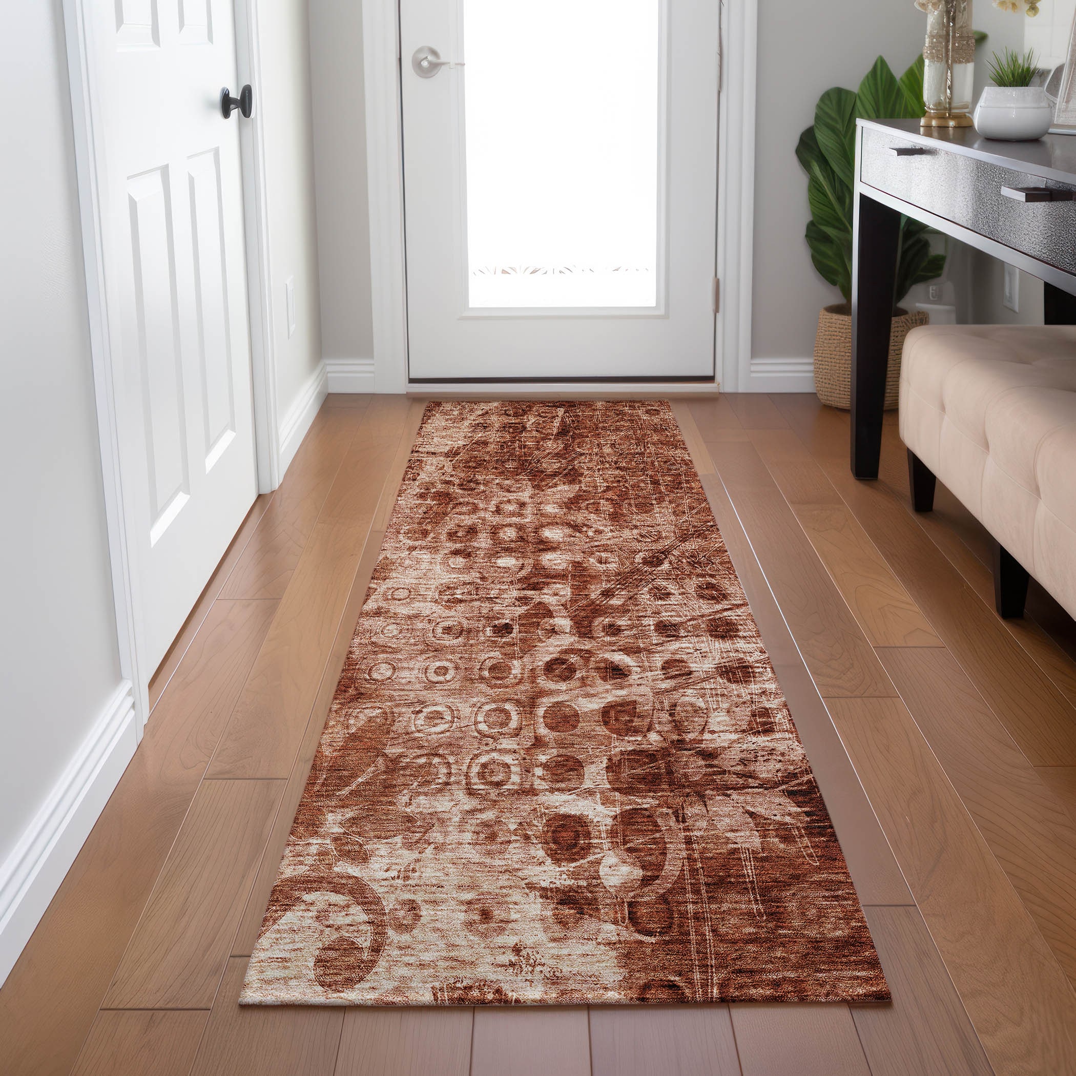 Addison Rugs ACN577PK2X8 Chantille ACN577PK 2 x 7 (ft) Polyester Paprika Rectangular Indoor/Outdoor Geometric Machine washable Runner rug
