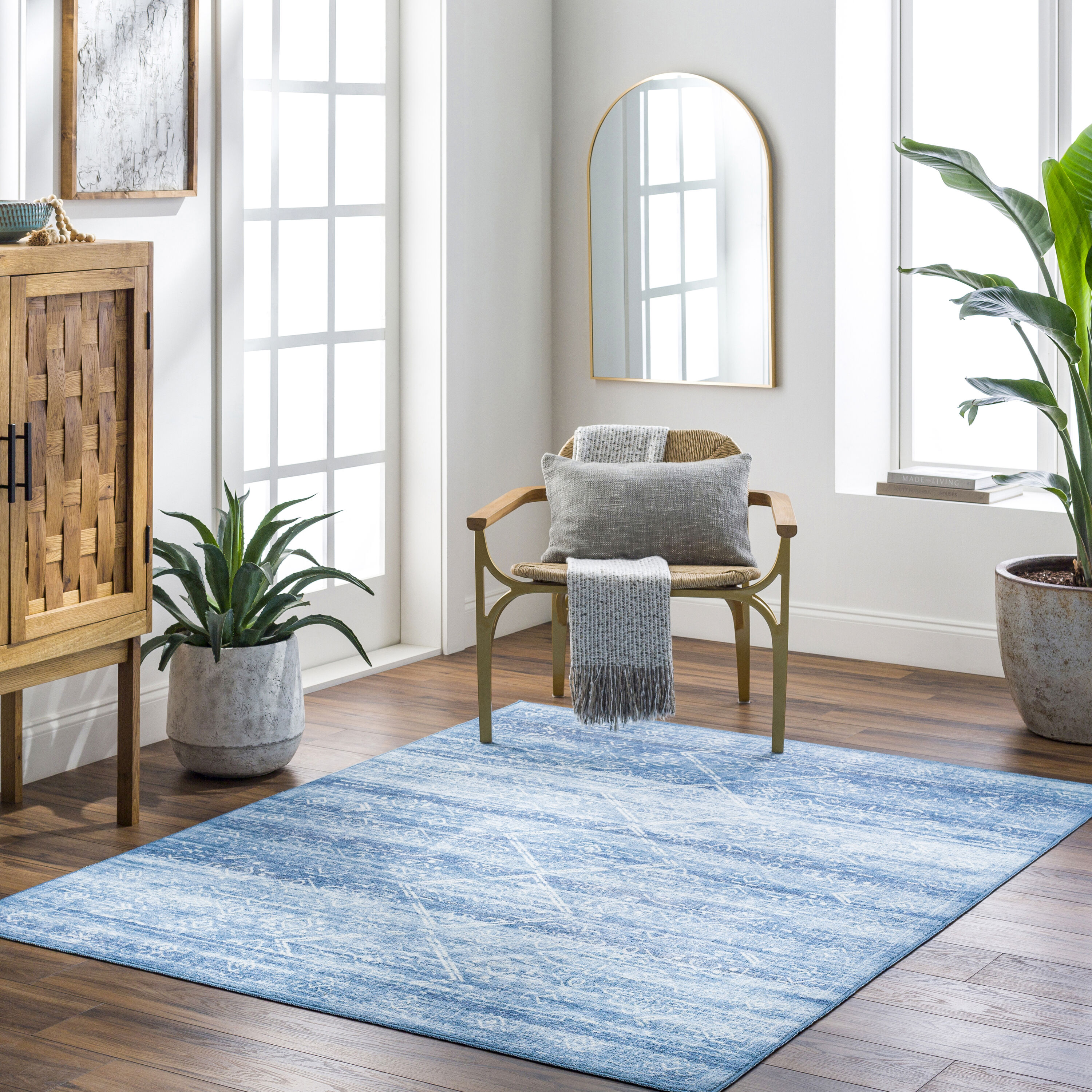 Livabliss HRH2307-537 Hera 5 x 7 (ft) Polyester Dark Blue Rectangular Indoor Medallion Bohemian/Eclectic Machine washable Area rug