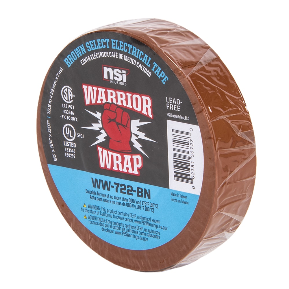 WarriorWrap 0.75-in x 66-ft Vinyl Electrical Tape Brown in the