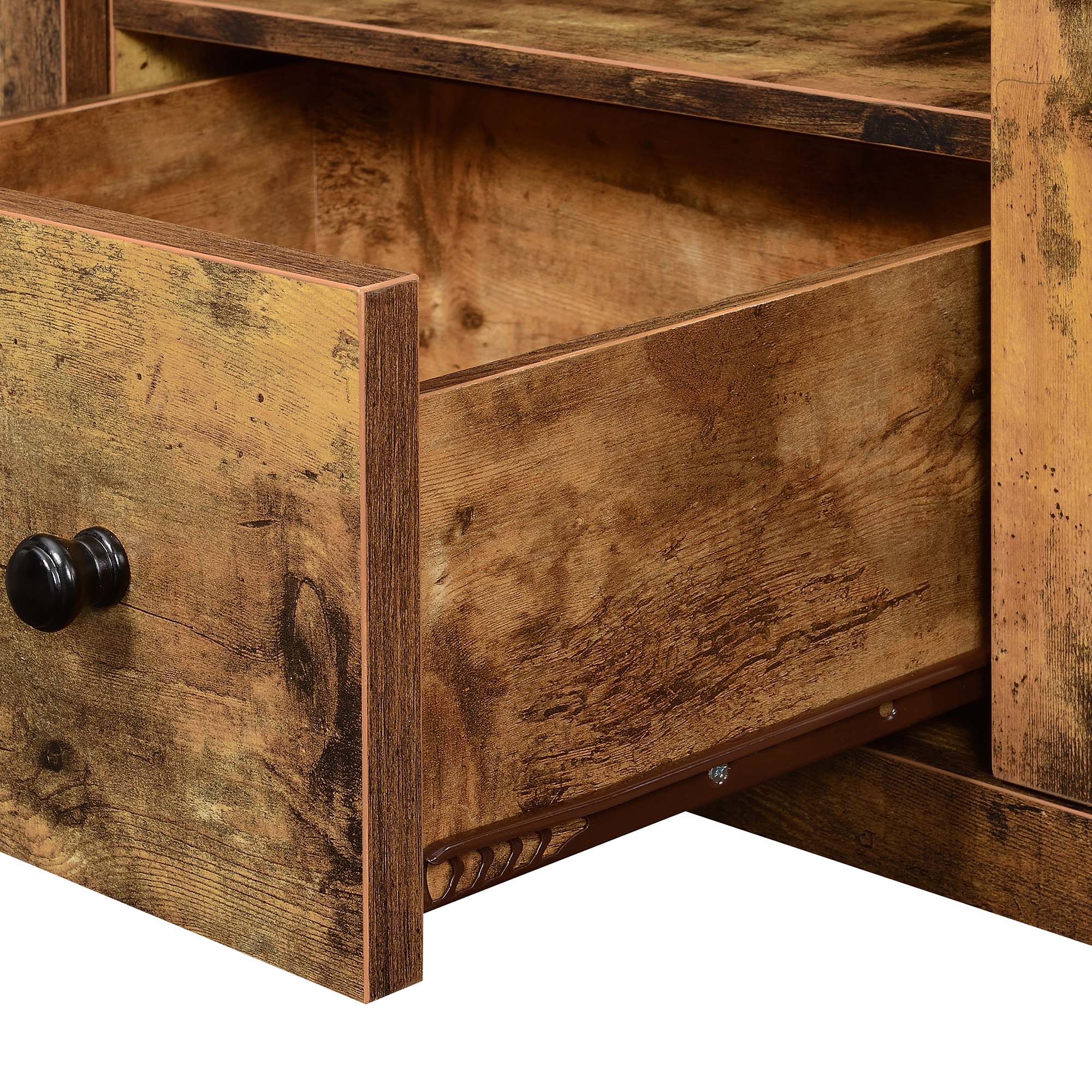 Barnwood Corner TV Stand with Cabinets and Shelves