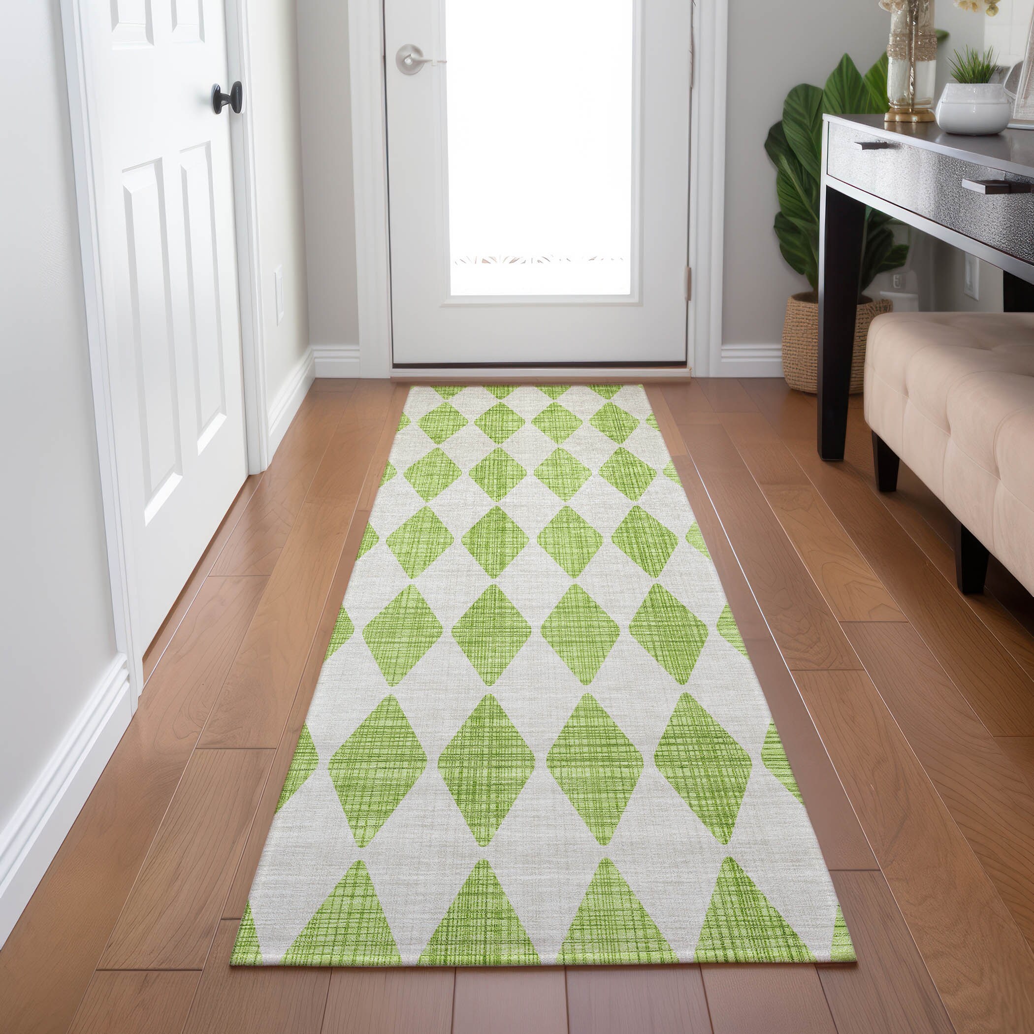 Addison Rugs ACN578LM2X8 Chantille ACN578LM 2 x 7 (ft) Polyester Lime Rectangular Indoor/Outdoor Geometric Machine washable Area rug