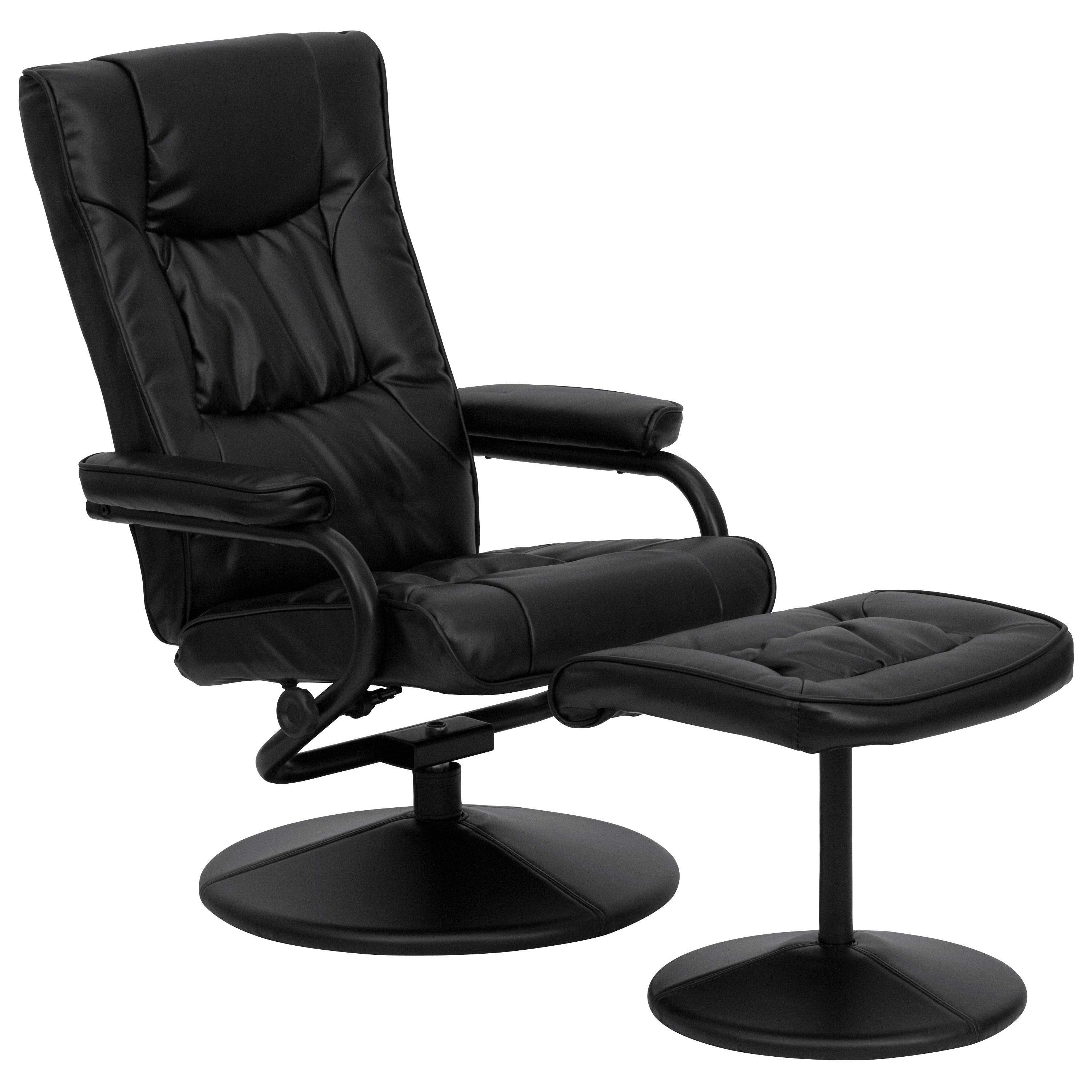 Flash Furniture Black Faux leather Upholstered Swivel Recliner with Ottoman Set #847254015721