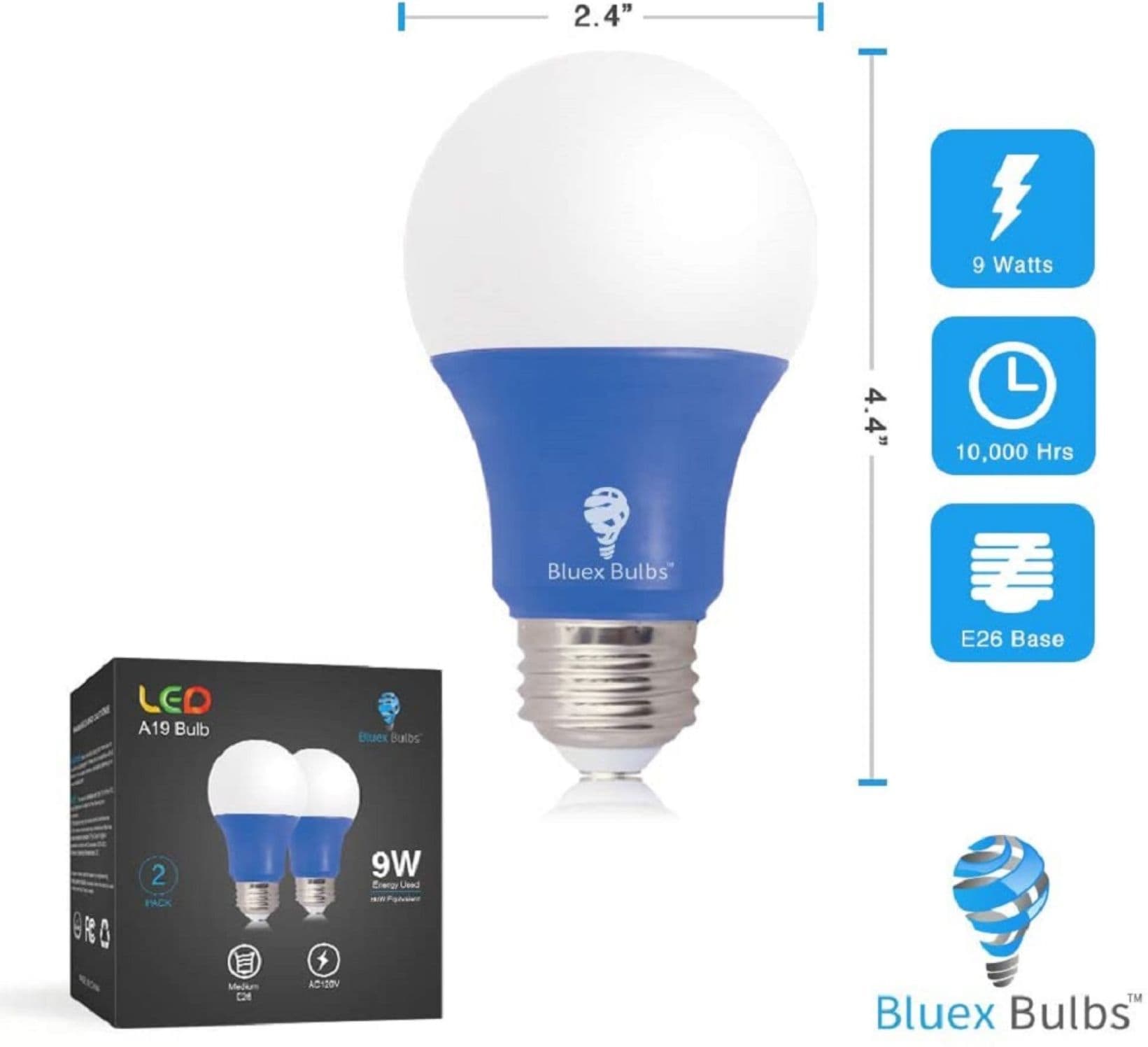 Bluex Bulbs COLOR-BLUE-A19-9W Dec-Led-Light-Bulbs - View #2