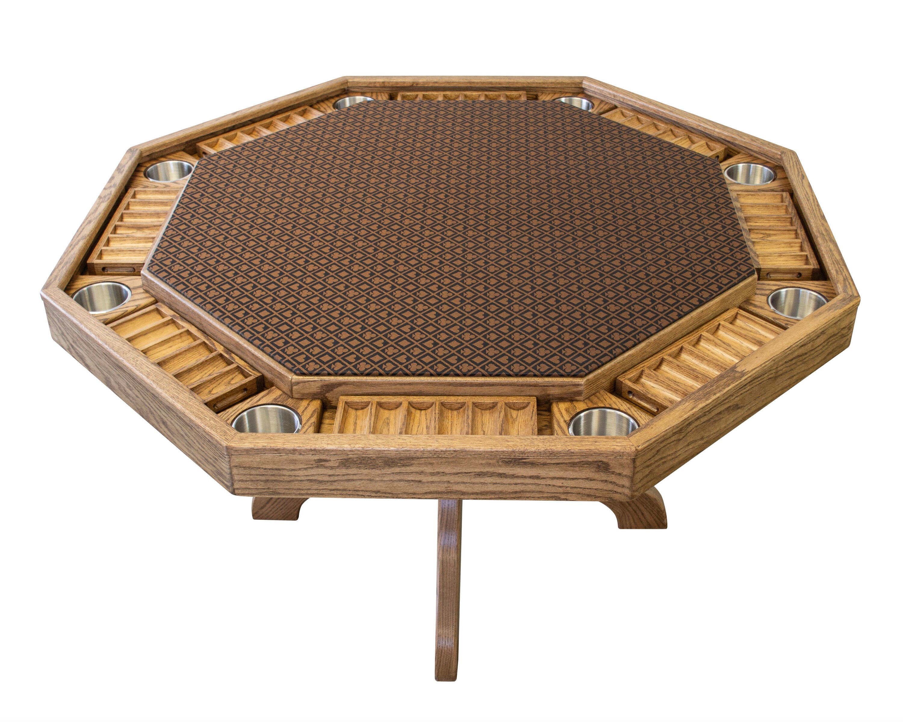 Mocha Knotty Alder 54'' Octagonal Poker Table with Cup Holders