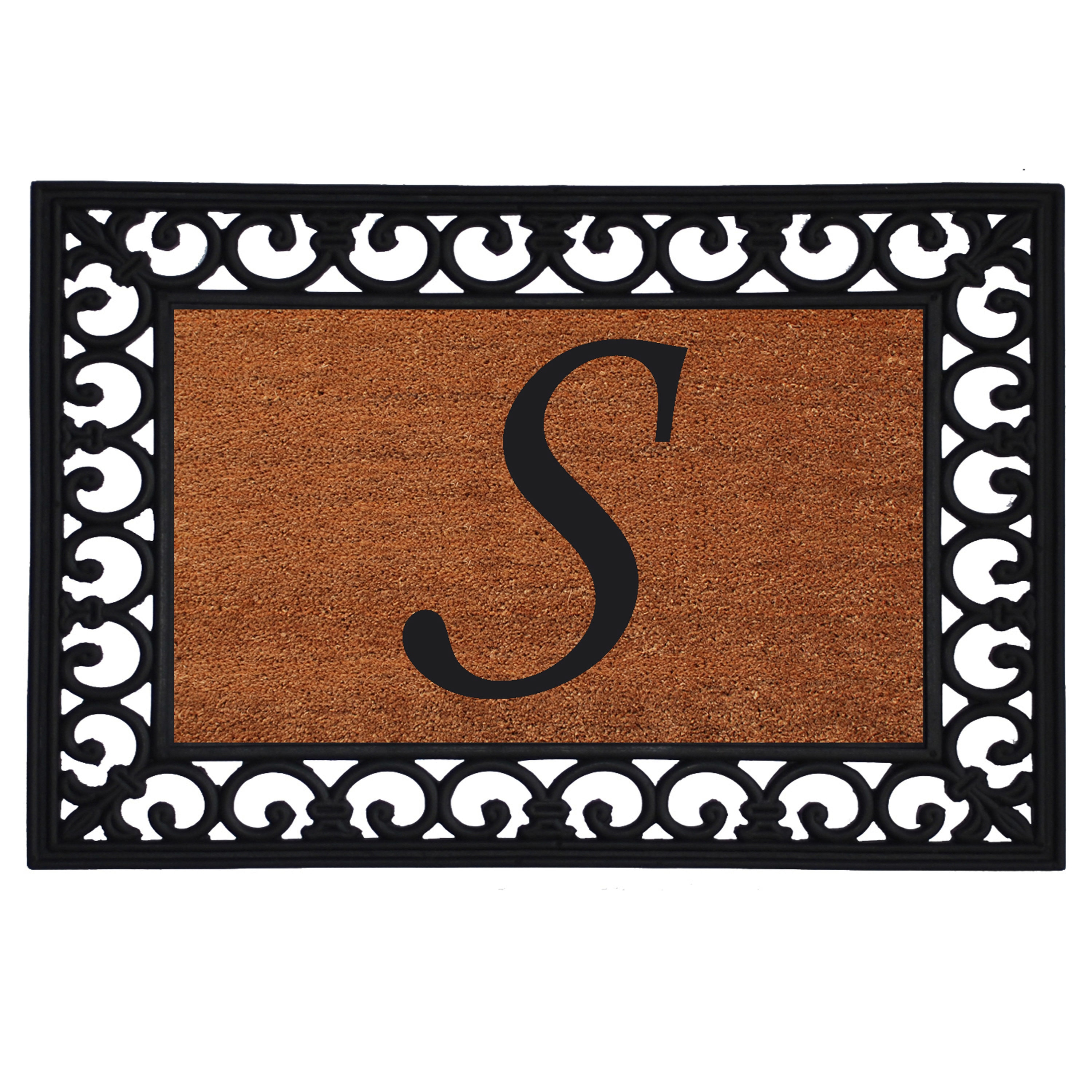 Callowaymills 180041925S 19-in x 25-in Natural/Black Coir/Rubber Non-Slip Grip Indoor or outdoor Decorative Door Mat
