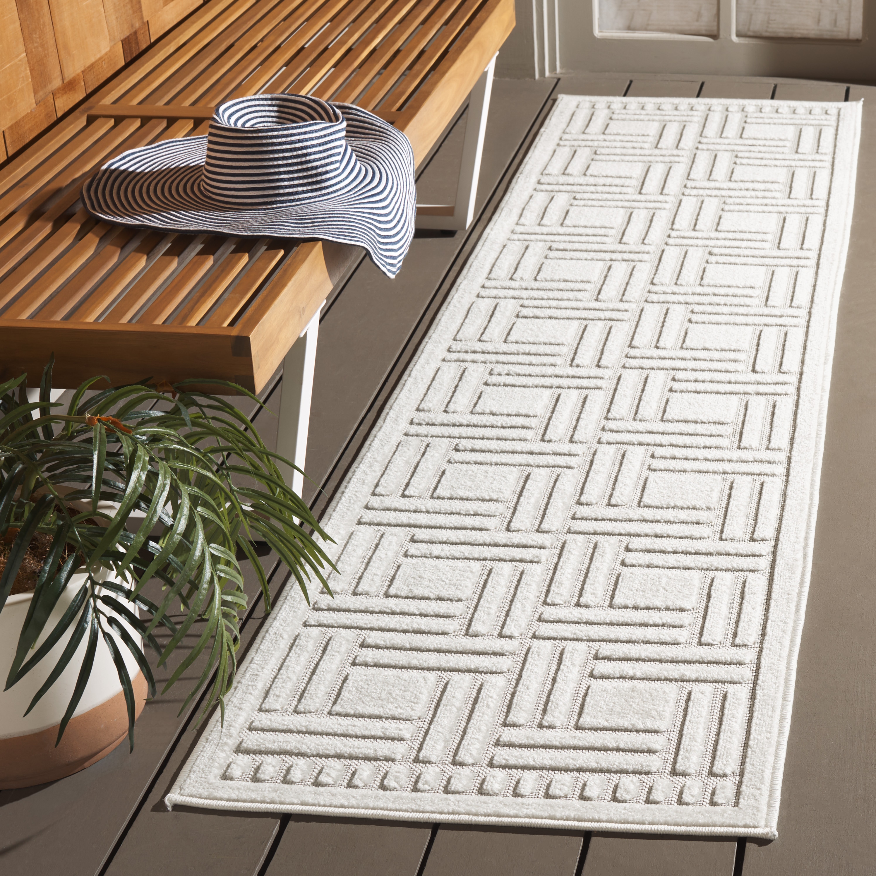  Stella 130 Ivory Contemporary 2ft x 8ft Runner Rug