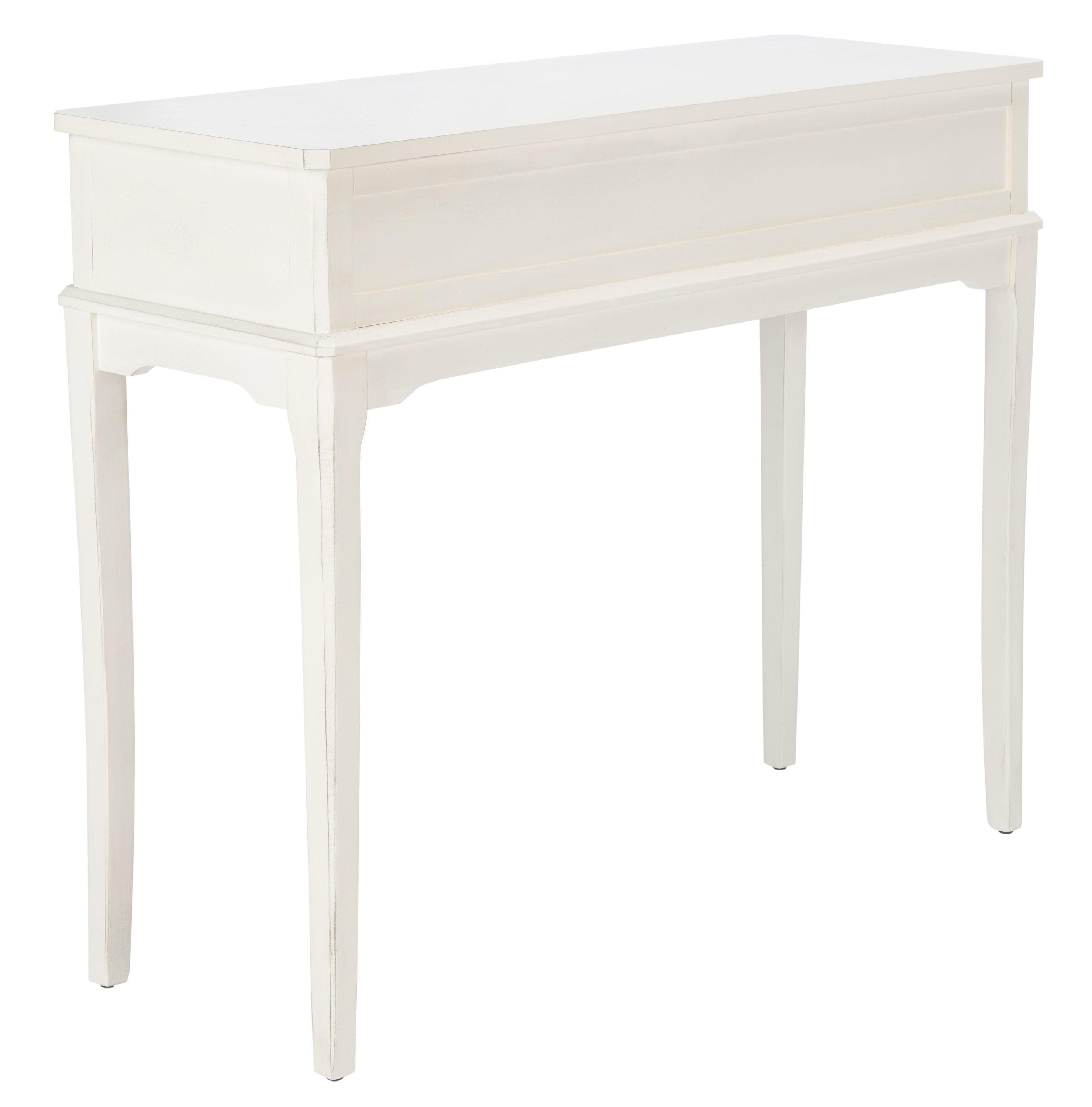 Distressed White French Country 2-Drawer Console Table