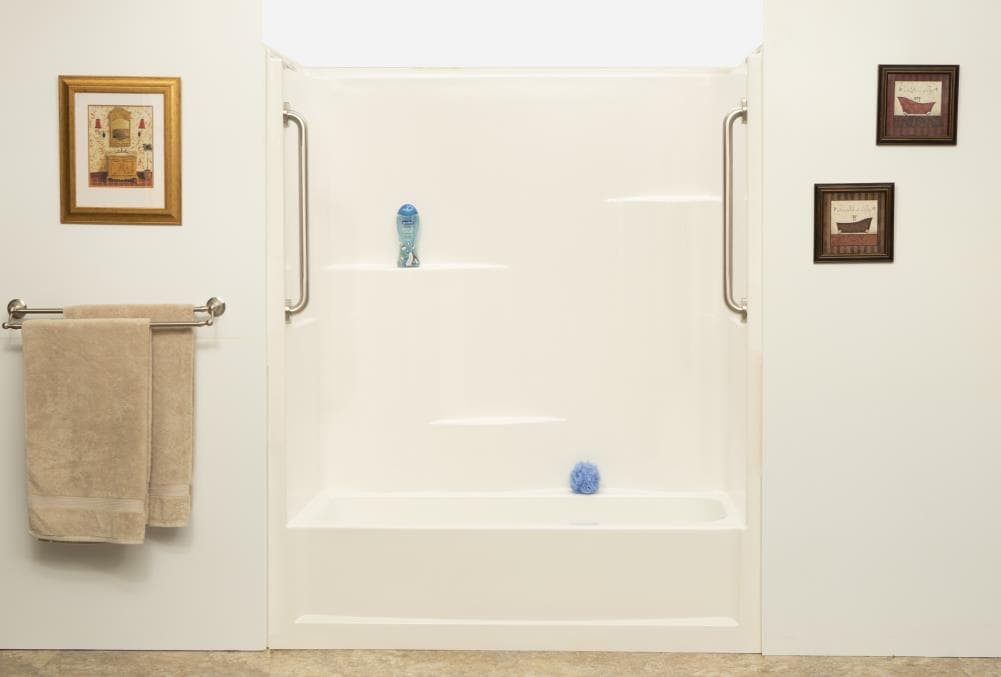 Laurel Mountain 6030TS1PSR064 Stuart 30-Inches W x 60-Inches L x 73-Inches H White Bathtub Shower Combination Kit (Right Drain) with Tub and Wall Included