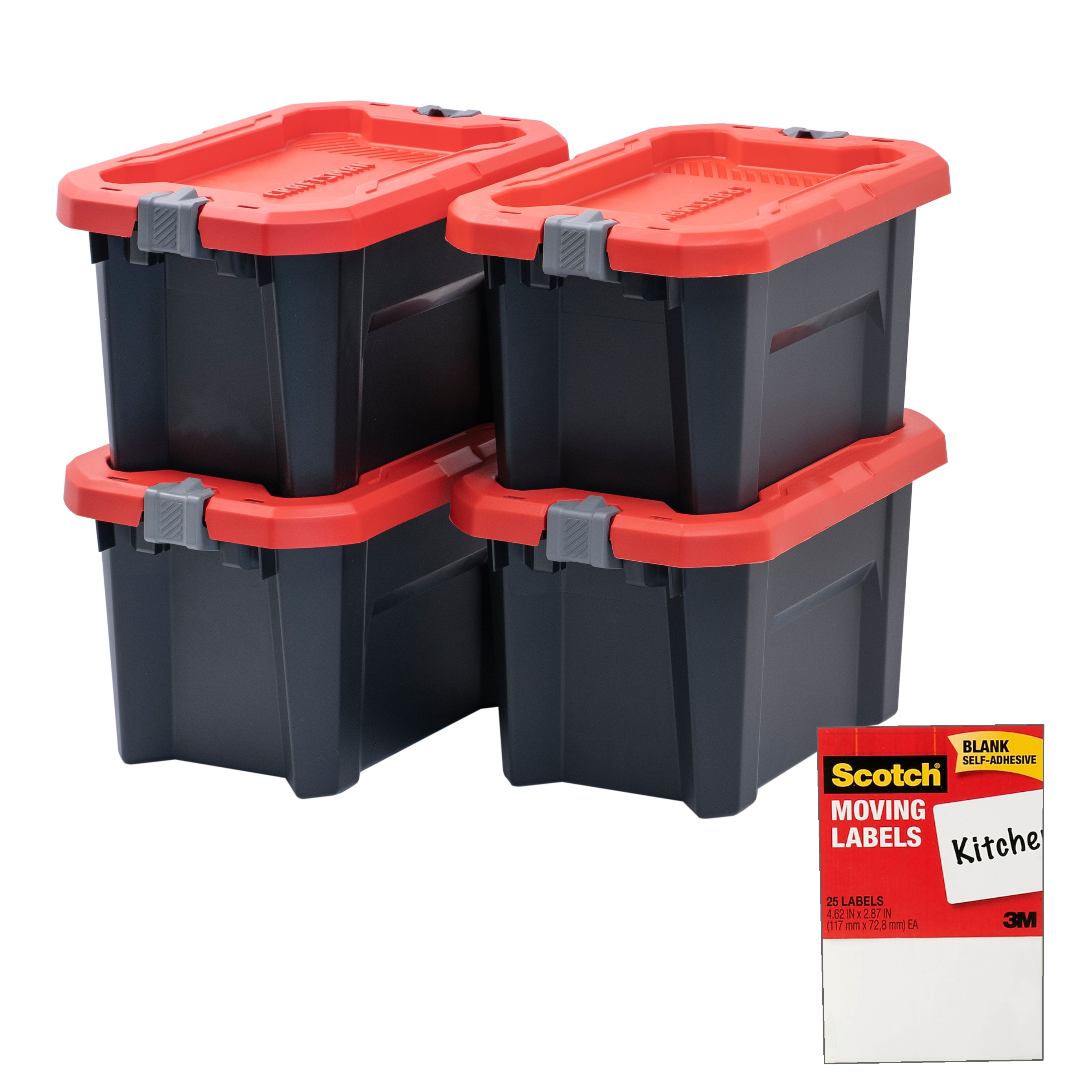 Shop CRAFTSMAN 4-Pack CRAFTSMAN Small 5-Gallons (20-Quart) Black Heavy Duty  Tote with latching lid at