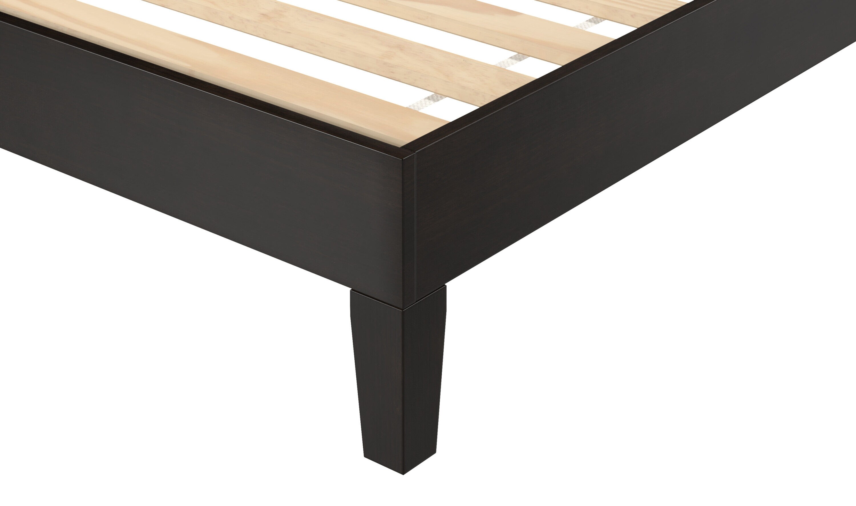 Black Pine Twin Platform Bed with Slats and Drawer