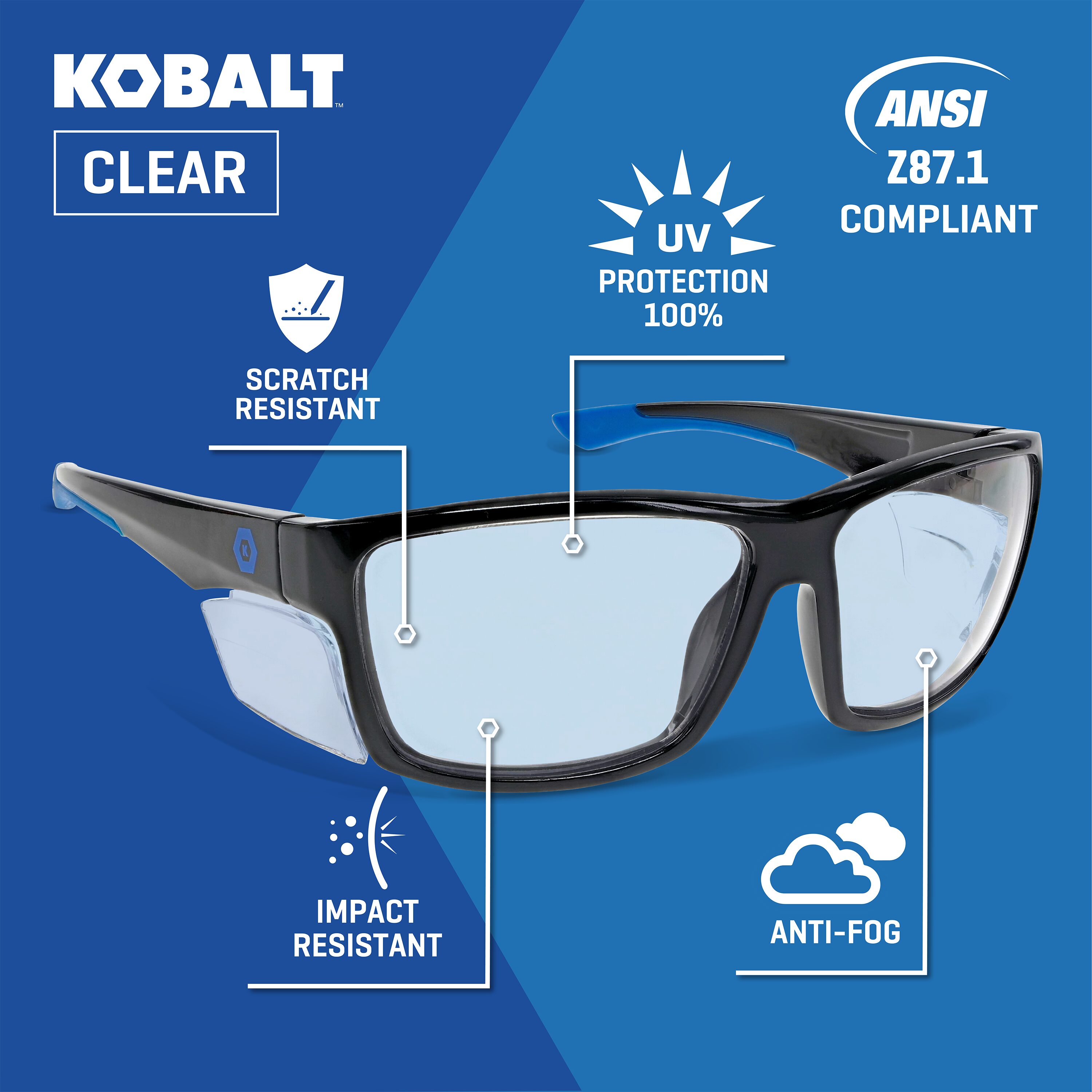 Kobalt Plastic Safety Glasses Rubber in Black | 85841-18