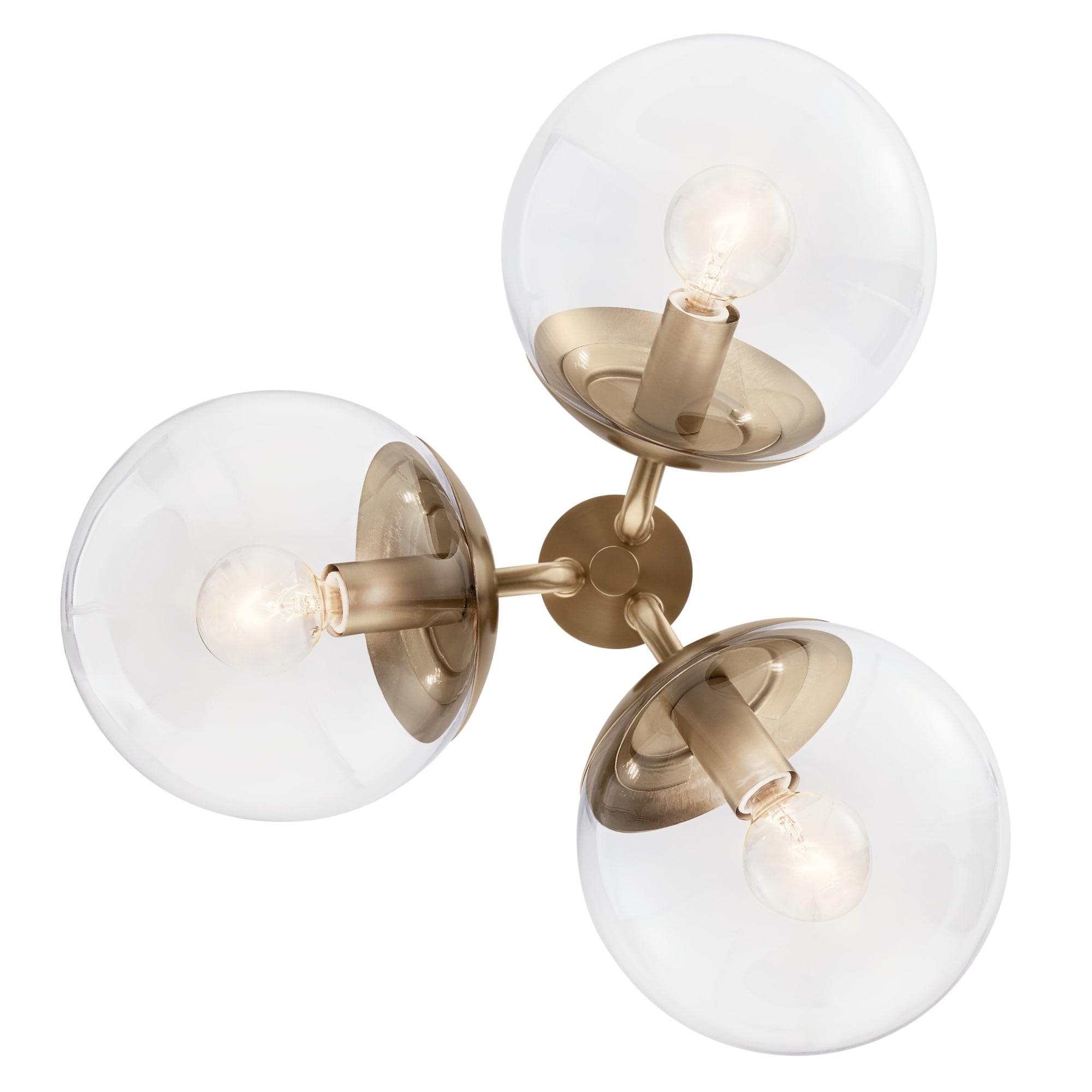 Champagne Bronze 3-Light Sputnik Chandelier with Clear Glass Shades