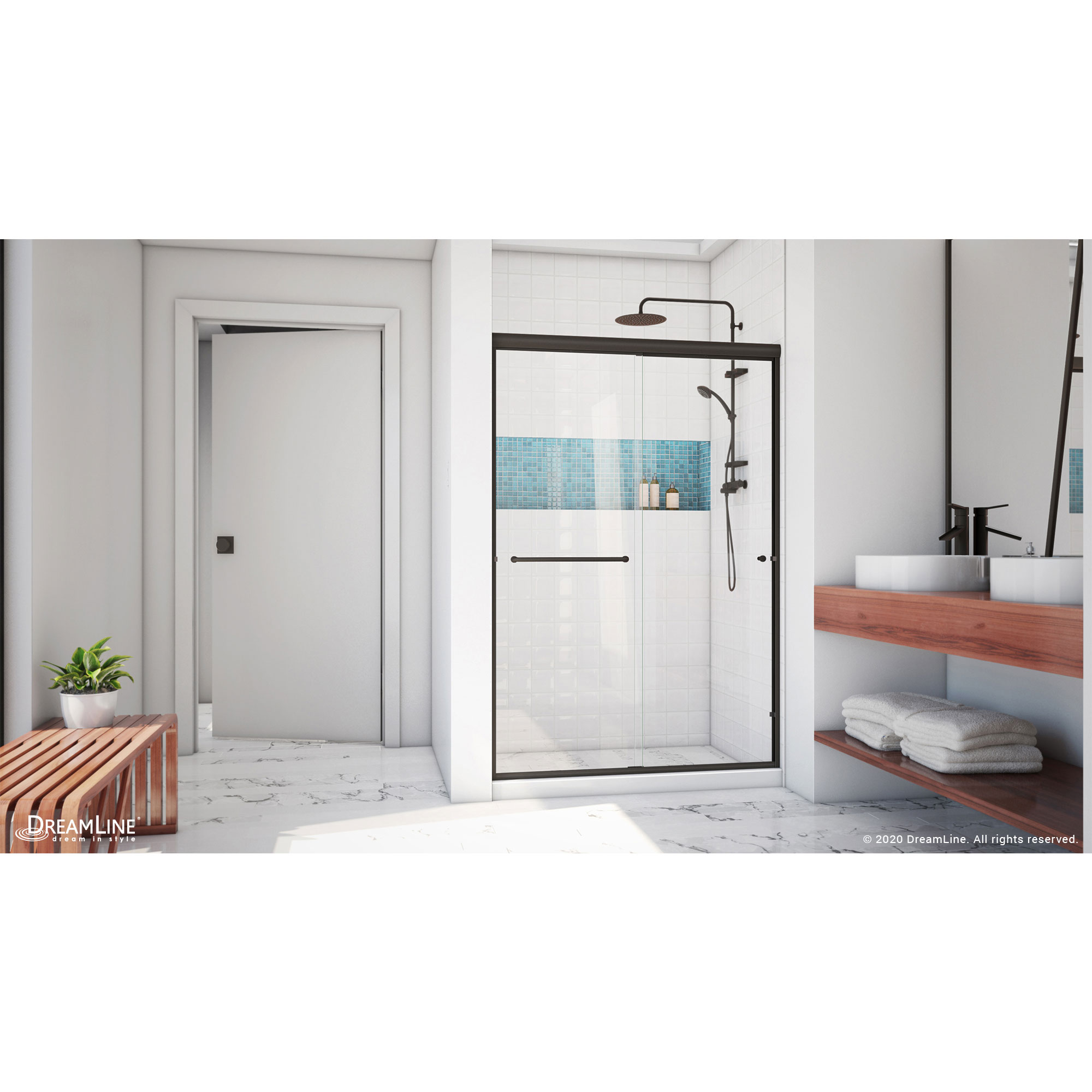 Alliance Pro LT 48" Oil Rubbed Bronze and Clear Glass Sliding Shower Door