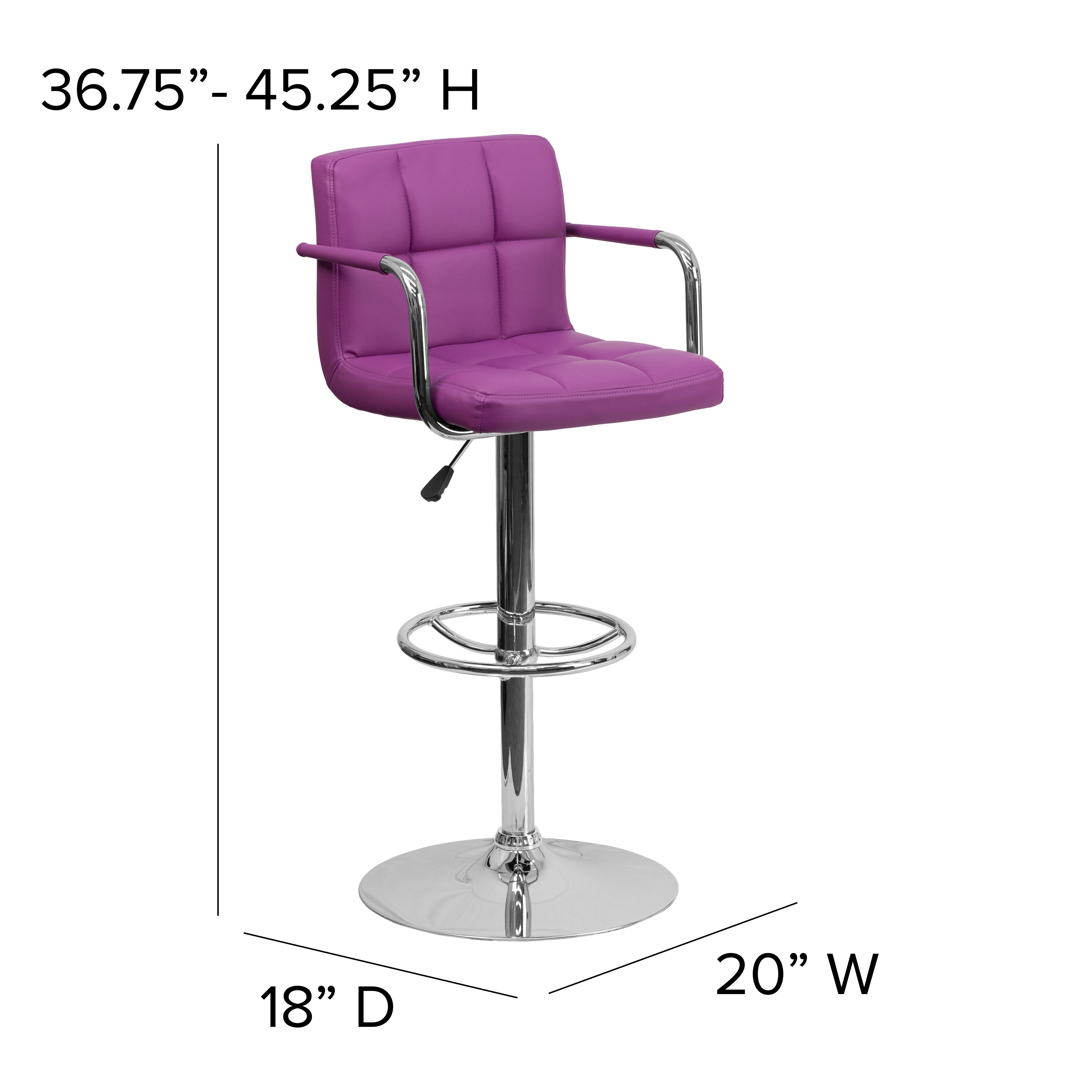 Flash Furniture Purple 33.25-in H Adjustable height Upholstered Swivel ...
