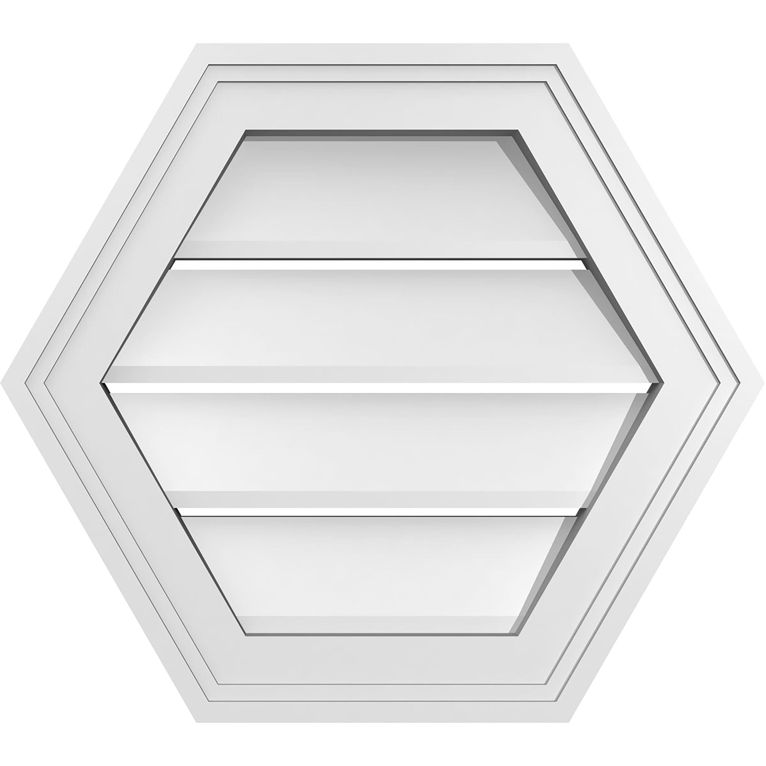 Ekena Millwork GVPHP18X1602SF 18-Inches x 16-Inches Off-white Peaked PVC Gable Louver Vent