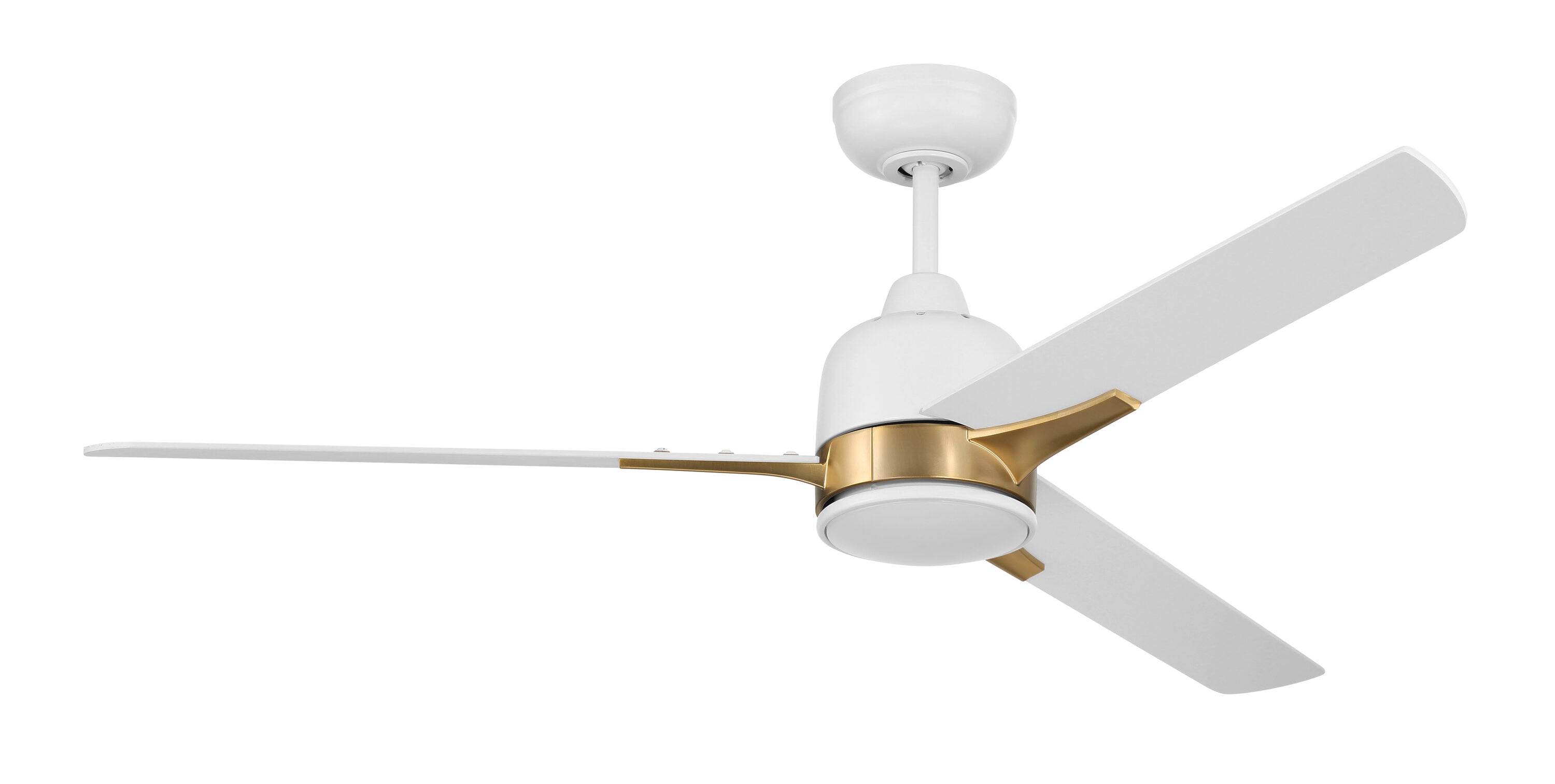 Craftmade FUL52WSB3 Fuller 52-in White/Satin Brass with White Blades Ceiling Fan With Light ( 3 -Blade )