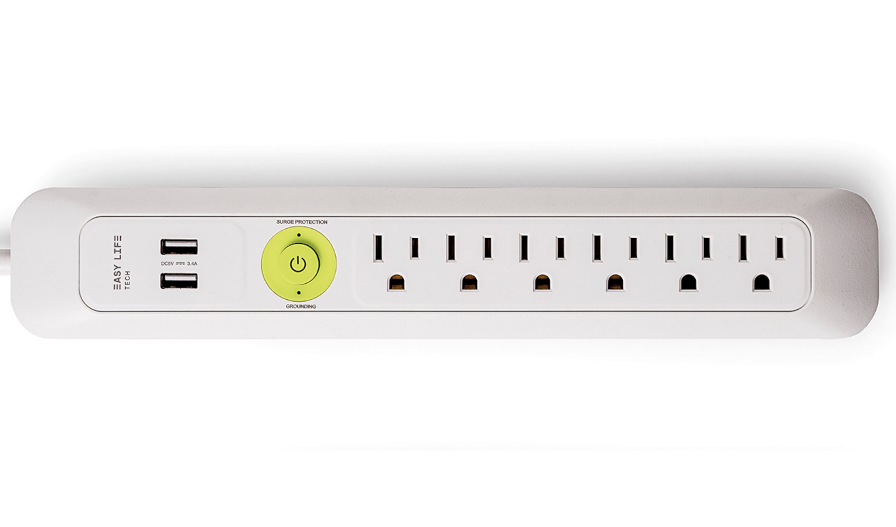 Easylife Tech 6 ft, 4-Outlet, Power Strip Surge Protector - White