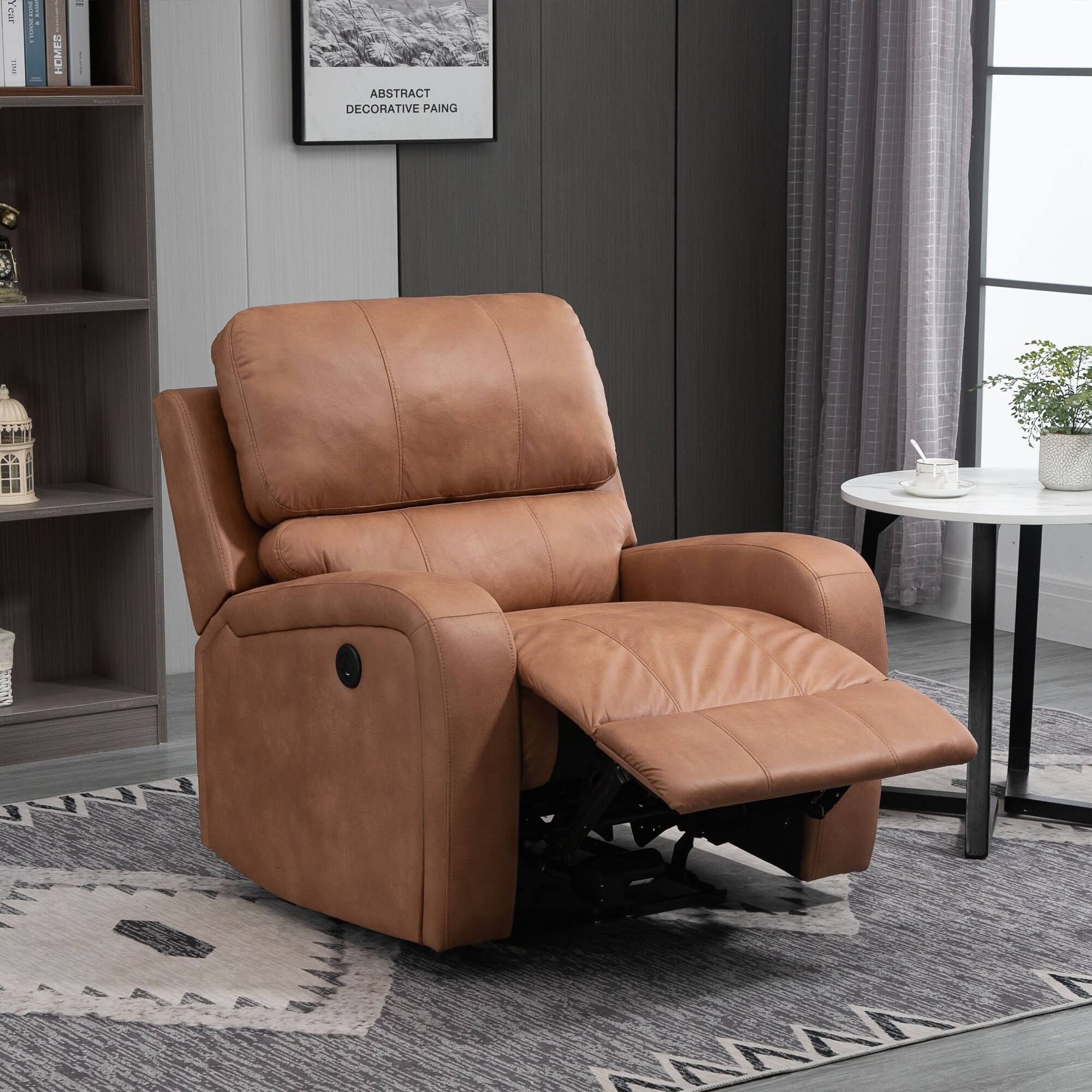 CASAINC WF-ES-001 GREY Brown Velvet Powered Reclining Recliner
