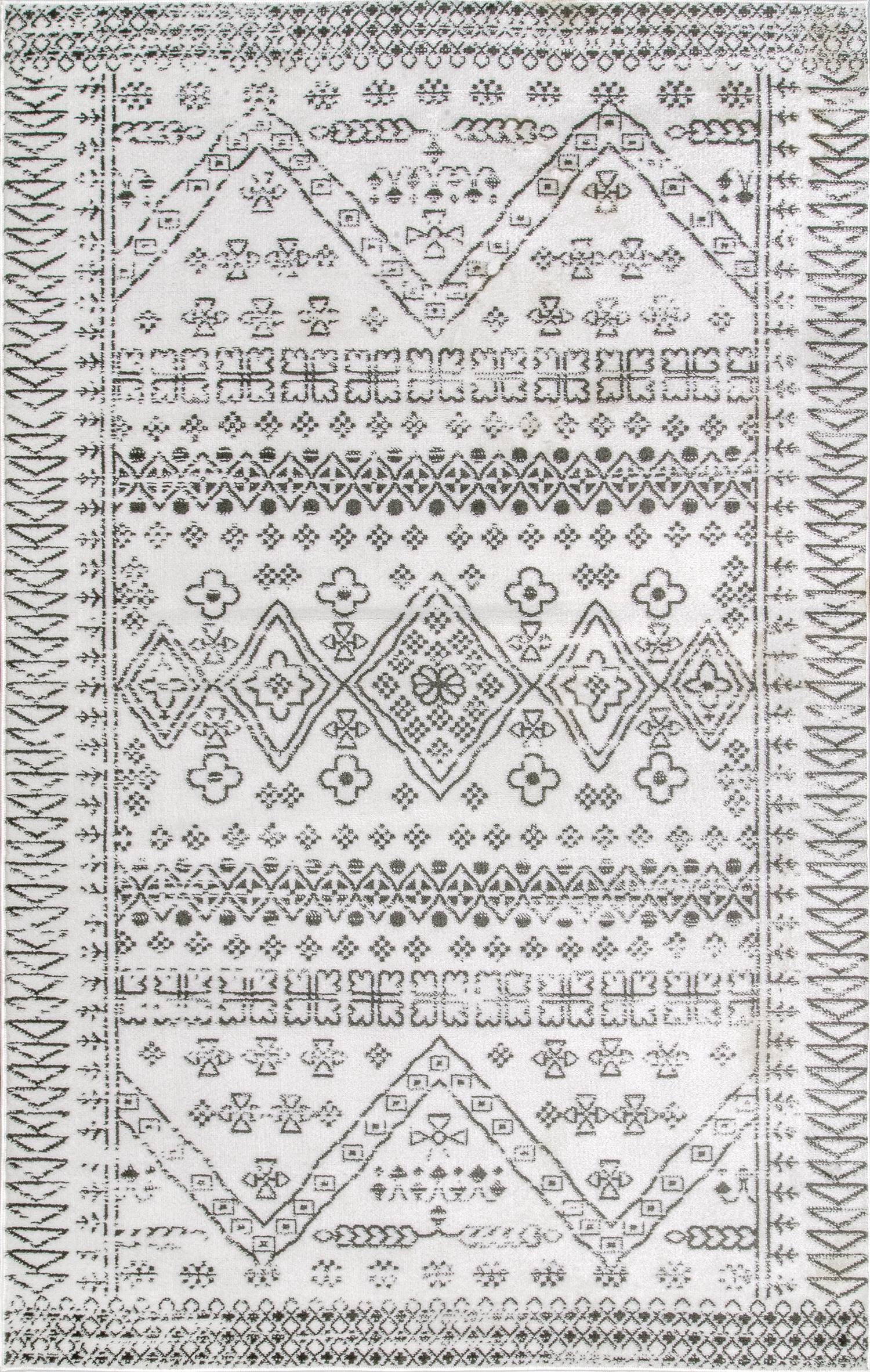 nuLOOM LPCT09B-2608 2 x 8 (ft) Loomed Polypropylene Light Gray Rectangular Indoor Distressed/Overdyed Moroccan Runner rug