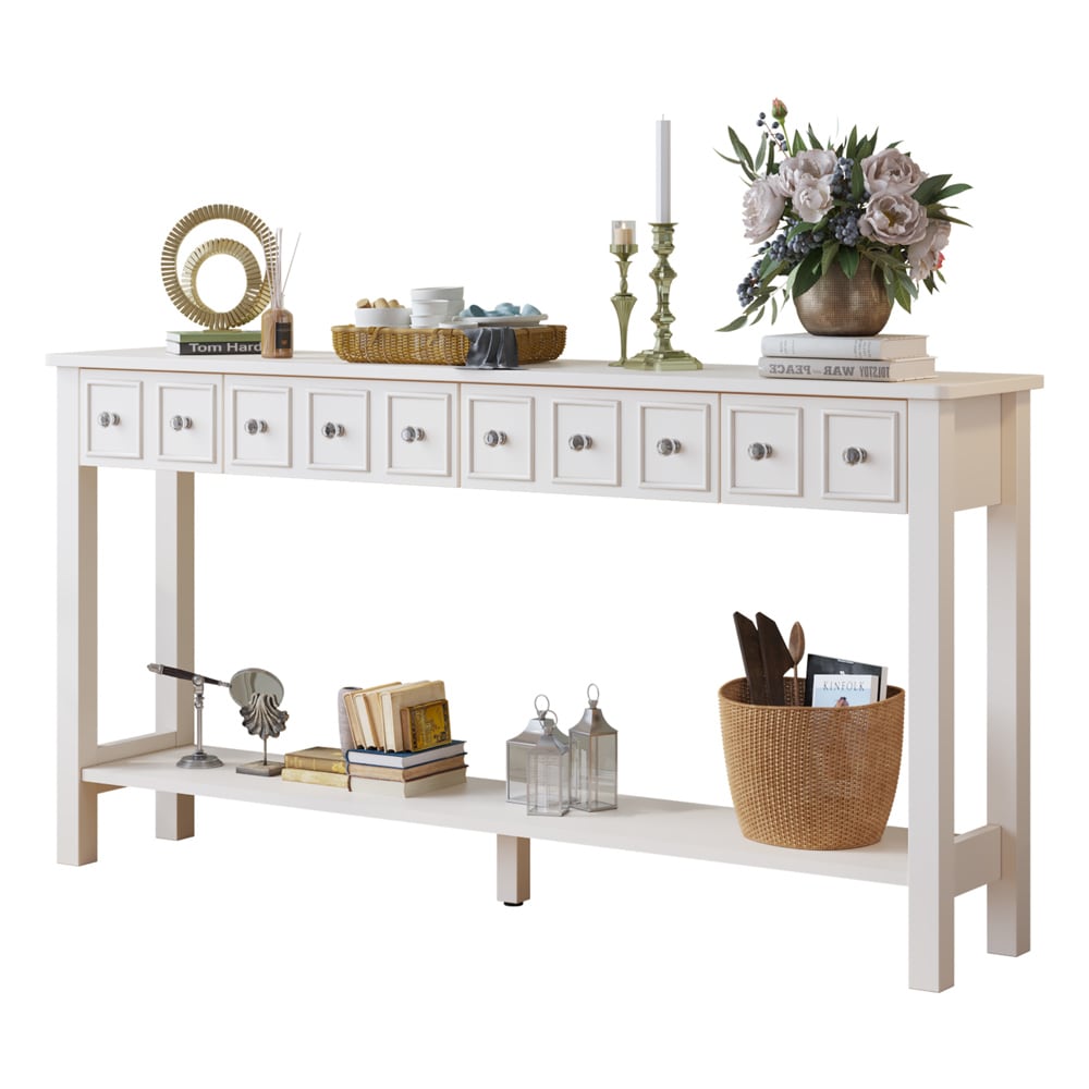 Winado White Pine Console Table With 4 Drawers - Contemporary ...