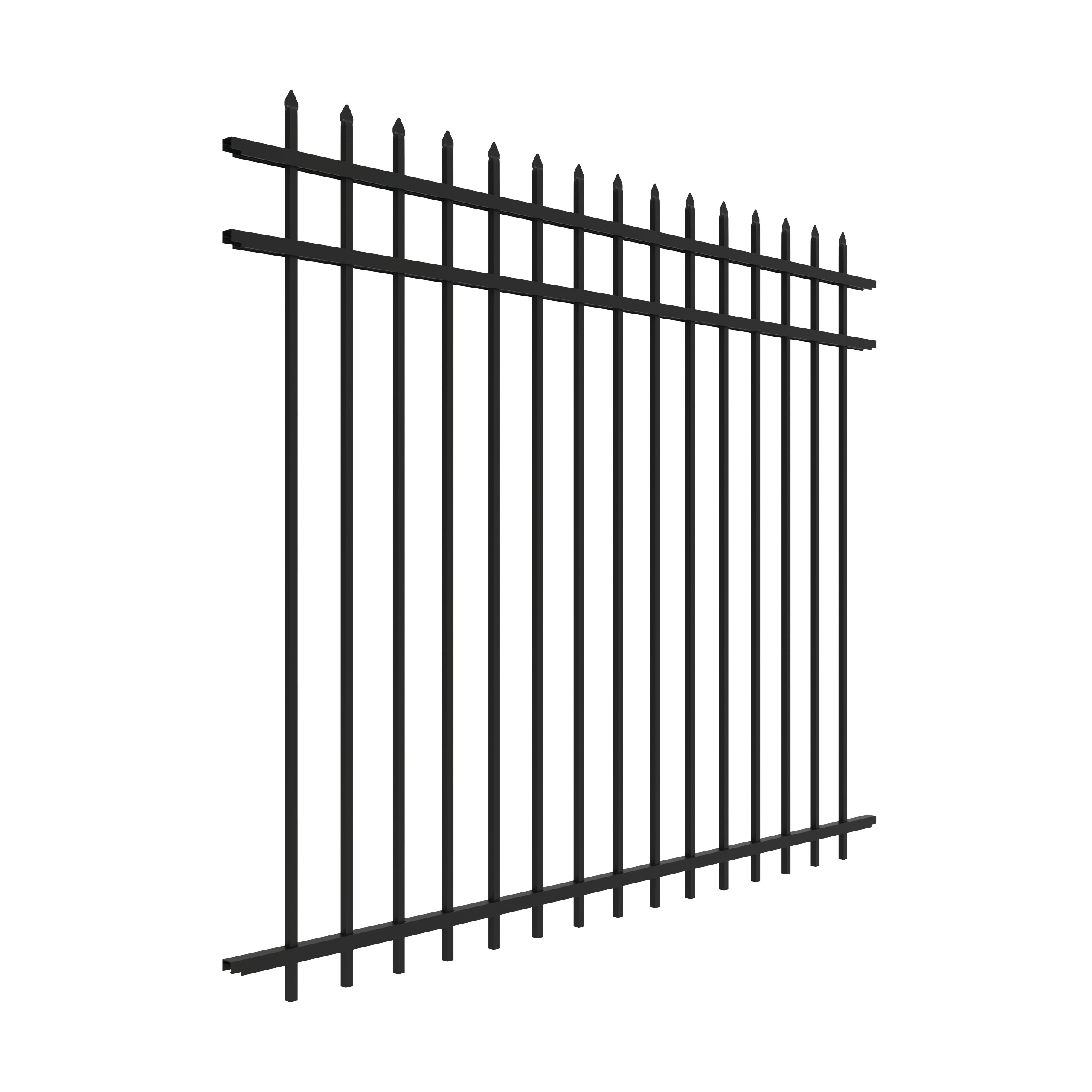 Freedom Providence 5-ft H x 6-ft W Black Aluminum Decorative Spaced picket Fence panel