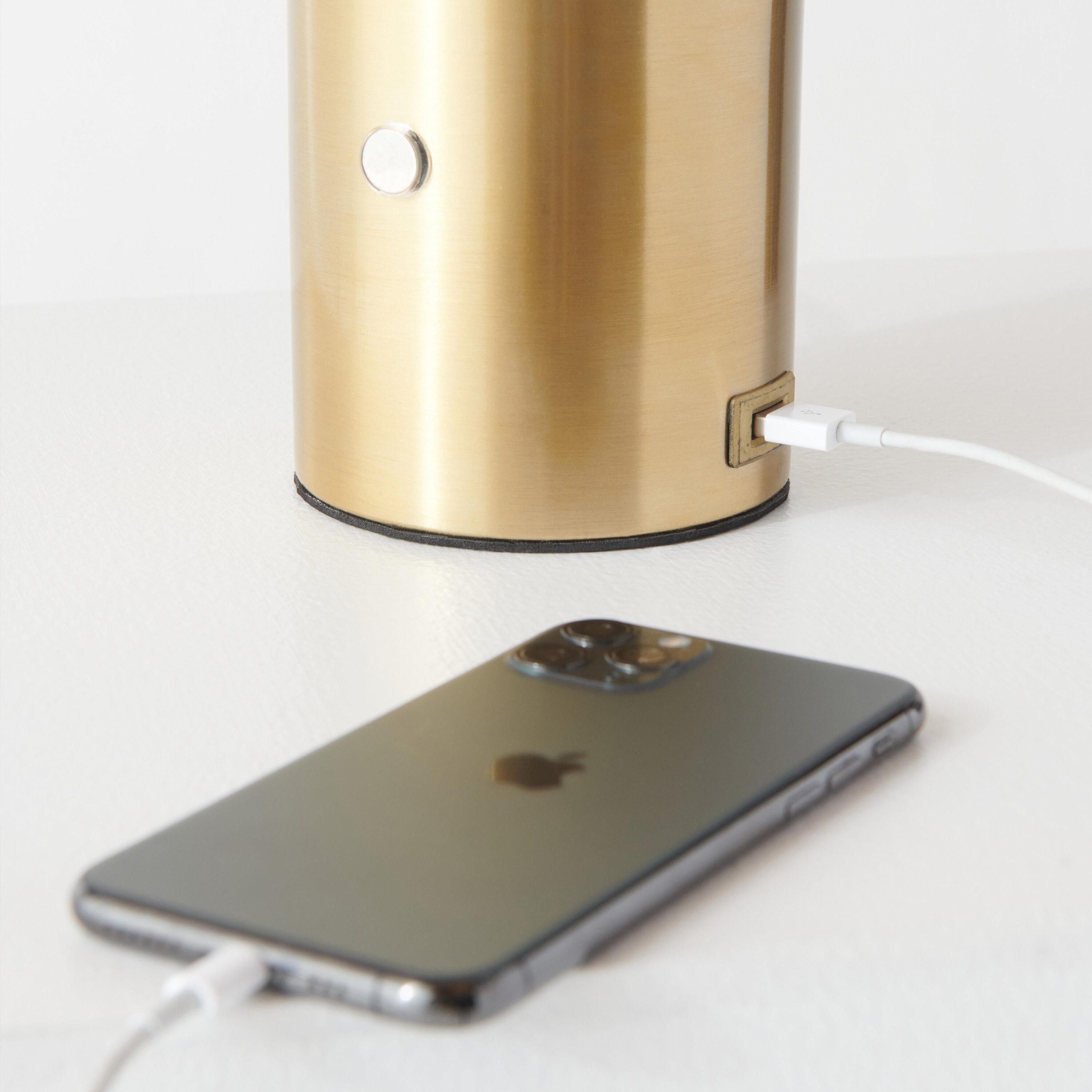 Kai 11" Antique Brass Globe Table Lamp with USB Port